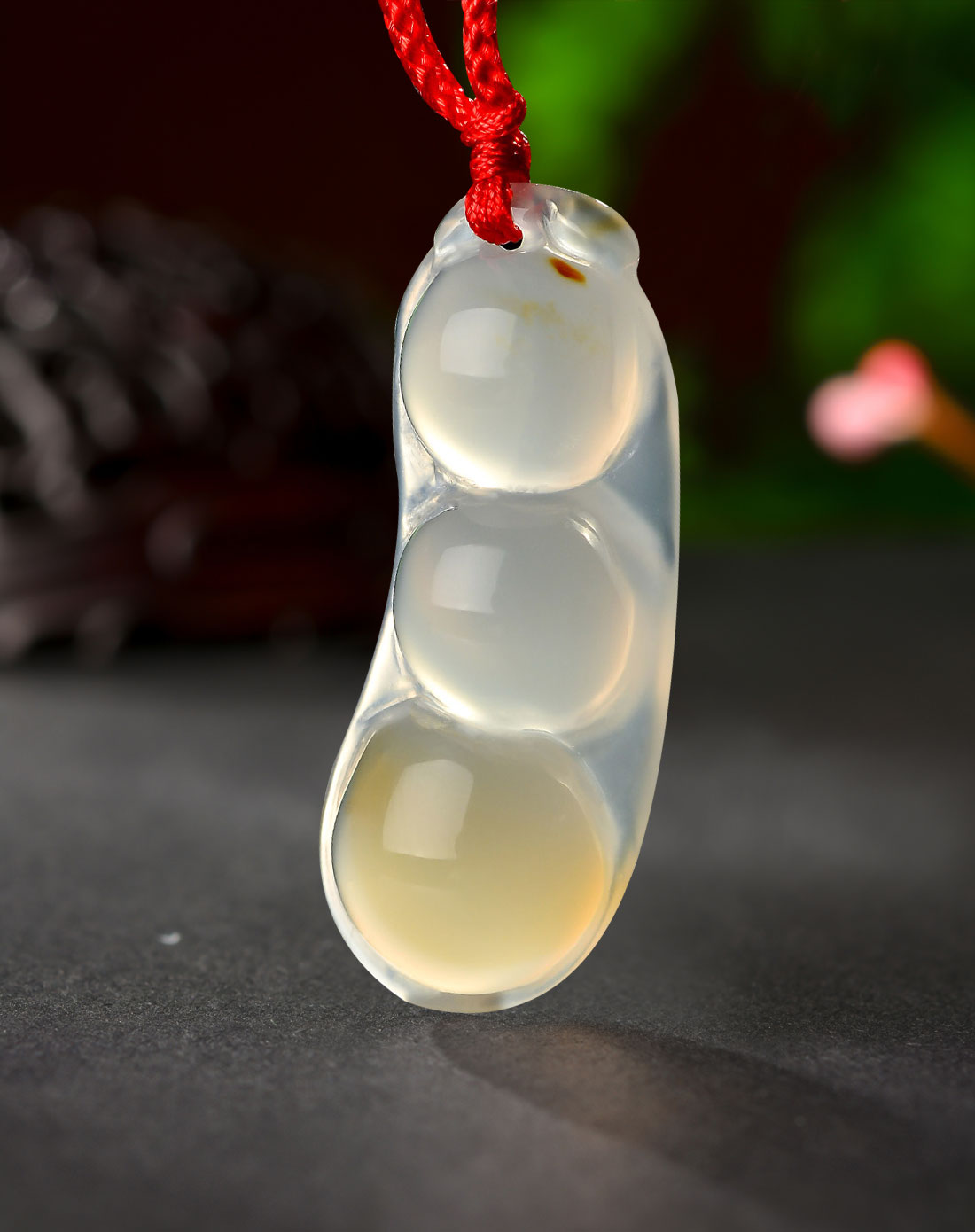 冰彩玉髓福豆吊坠