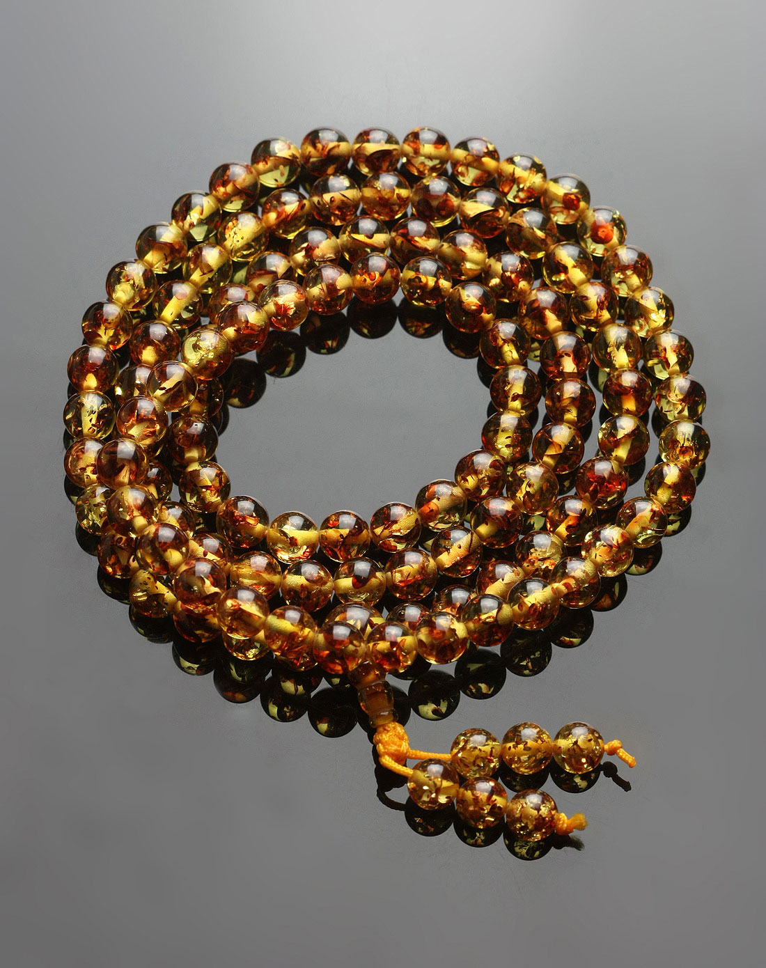 中性花色琥珀108佛珠花珀8mm