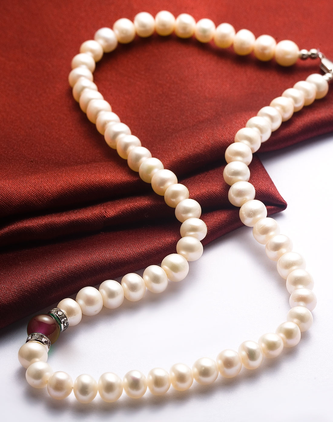 红玛瑙配天然淡水珍珠项链7-8m(附证书)