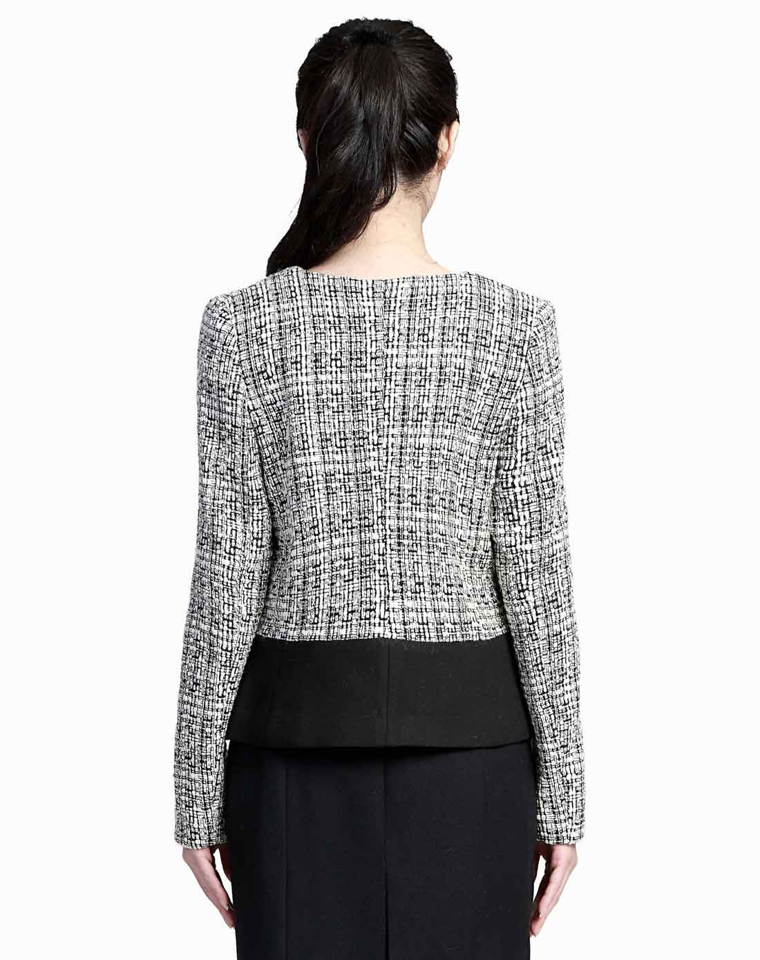 女士豆灰色百搭修身拼接长袖外套