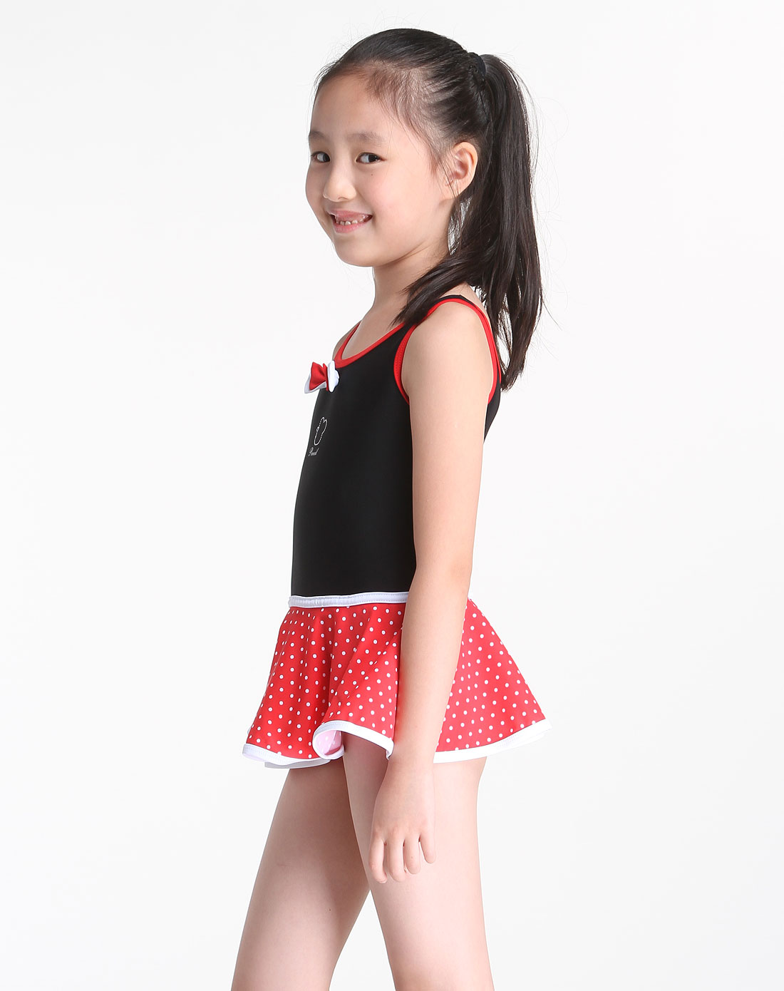 女童黑色连身泳衣