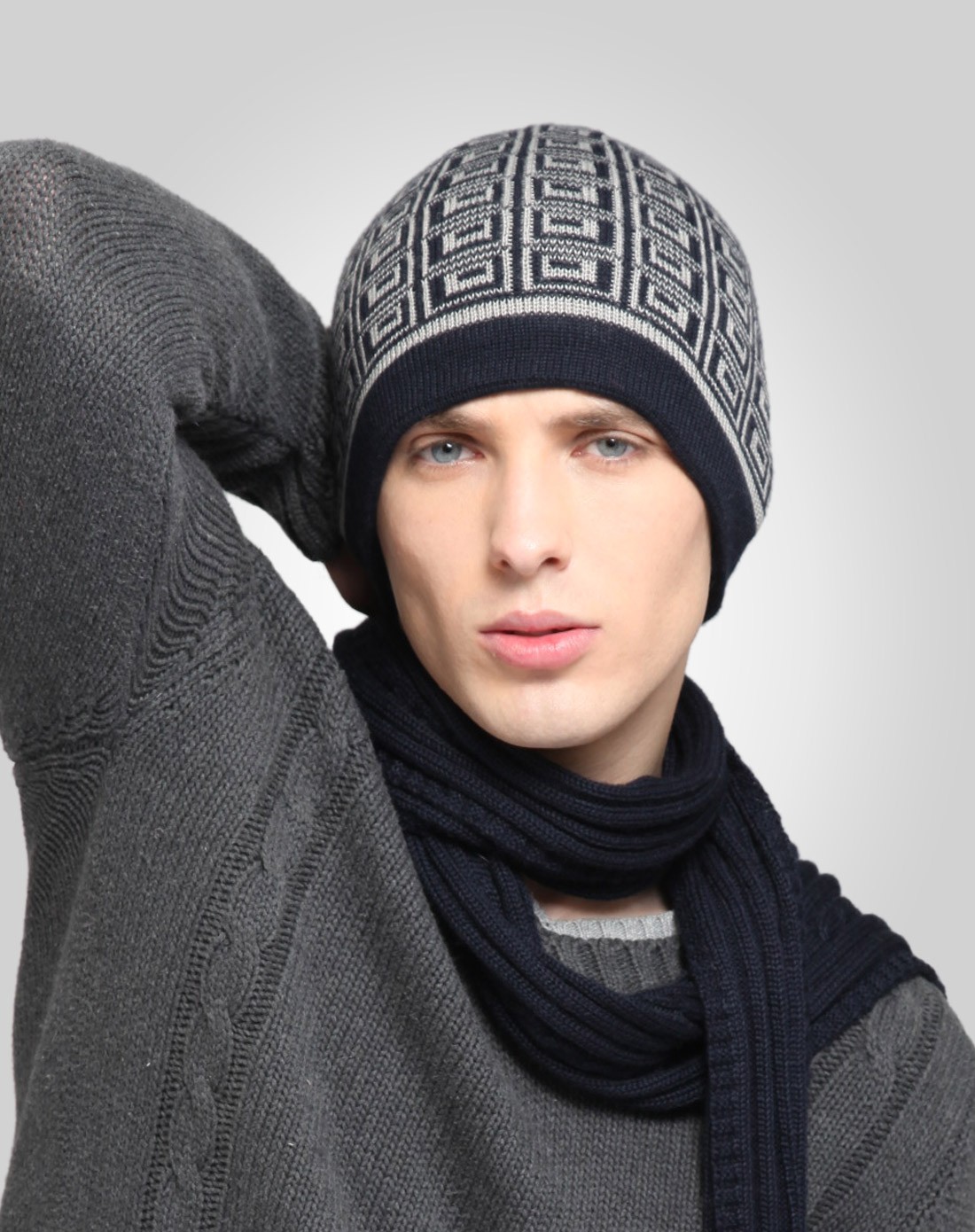 秋冬毛腈针织提花帽毛线帽