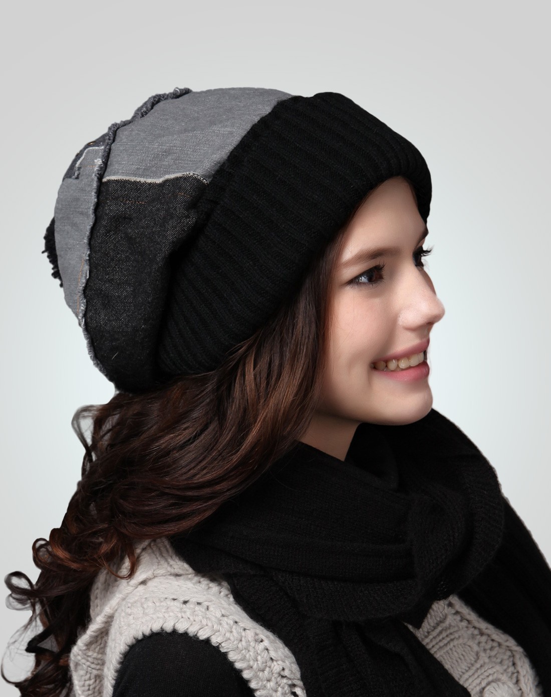 秋冬时尚棉质韩版潮针织牛仔帽