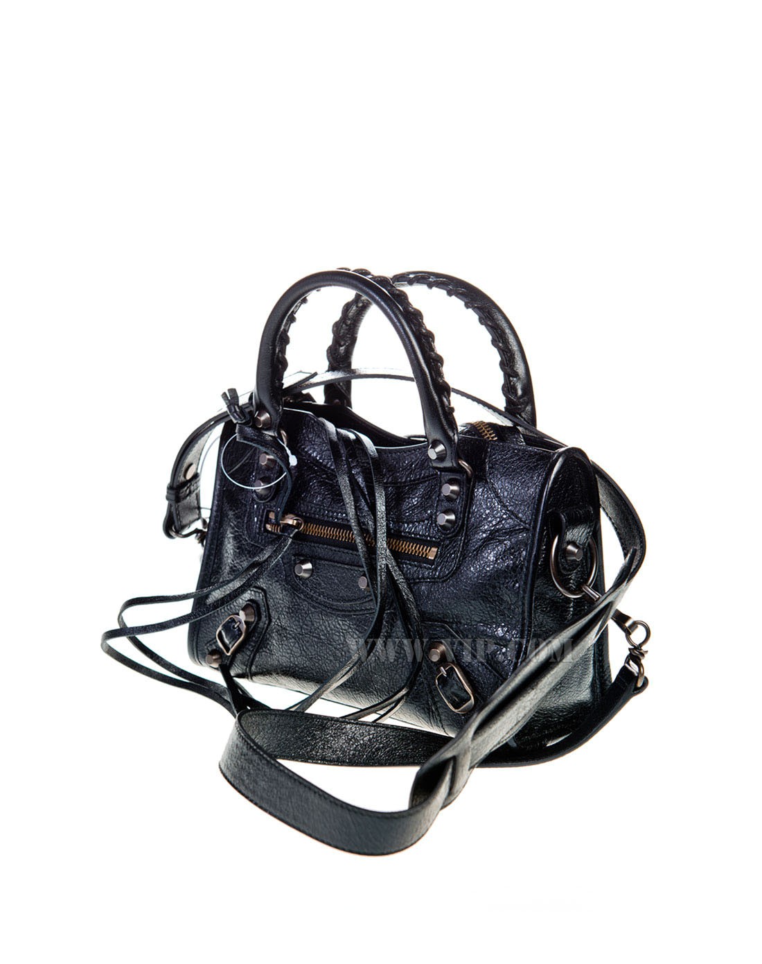 巴黎世家balenciagabalenciaga 女士黑色真皮经典两用机车包300295-94