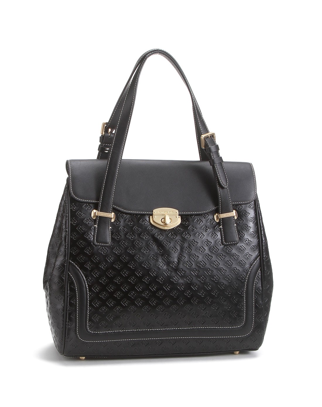 保兰德女款黑色优雅印字logo休闲手拎包wa10188_唯品会