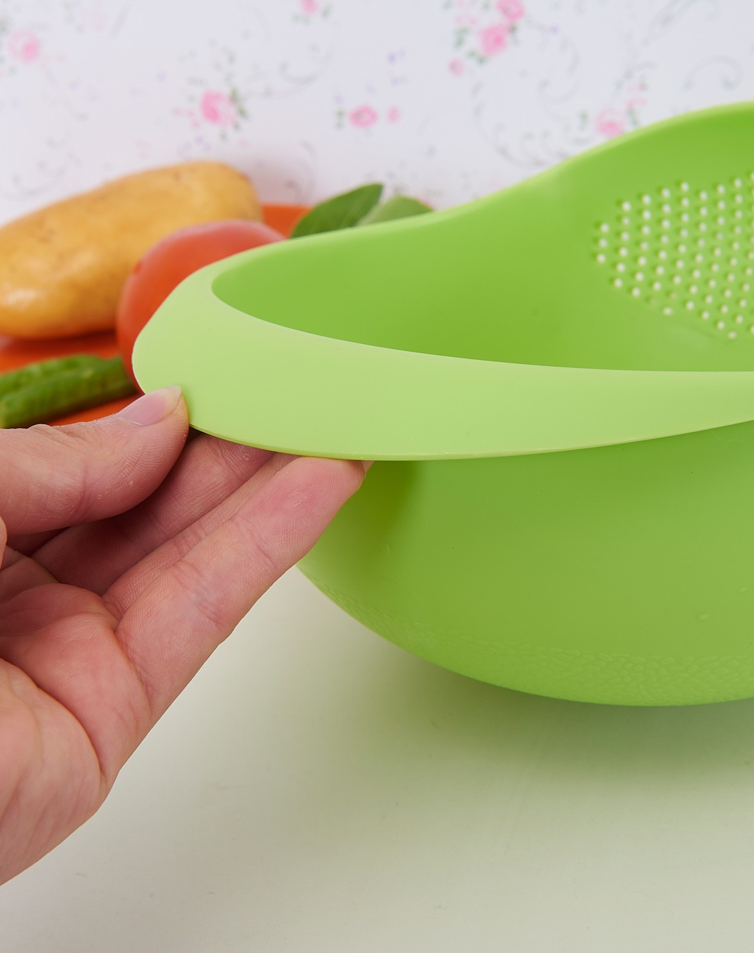 炫彩加厚淘米箩洗菜沥水篮绿色