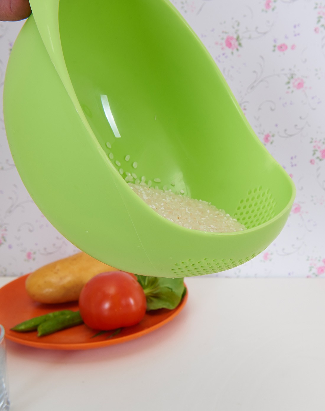 炫彩加厚淘米箩洗菜沥水篮绿色