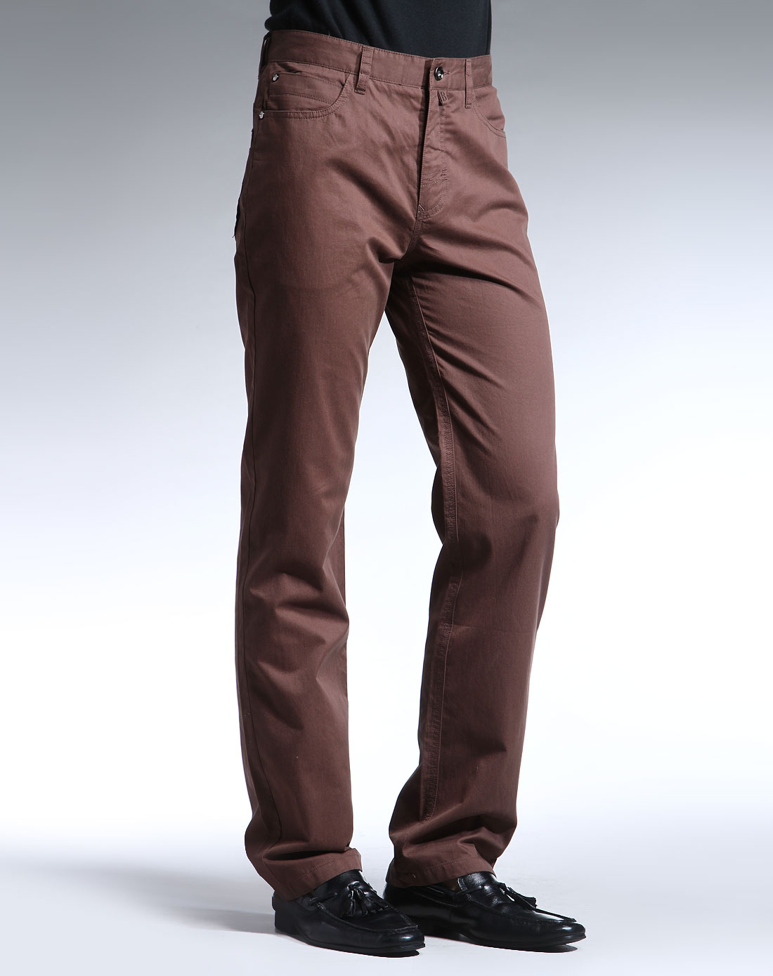 深咖啡色休闲长裤