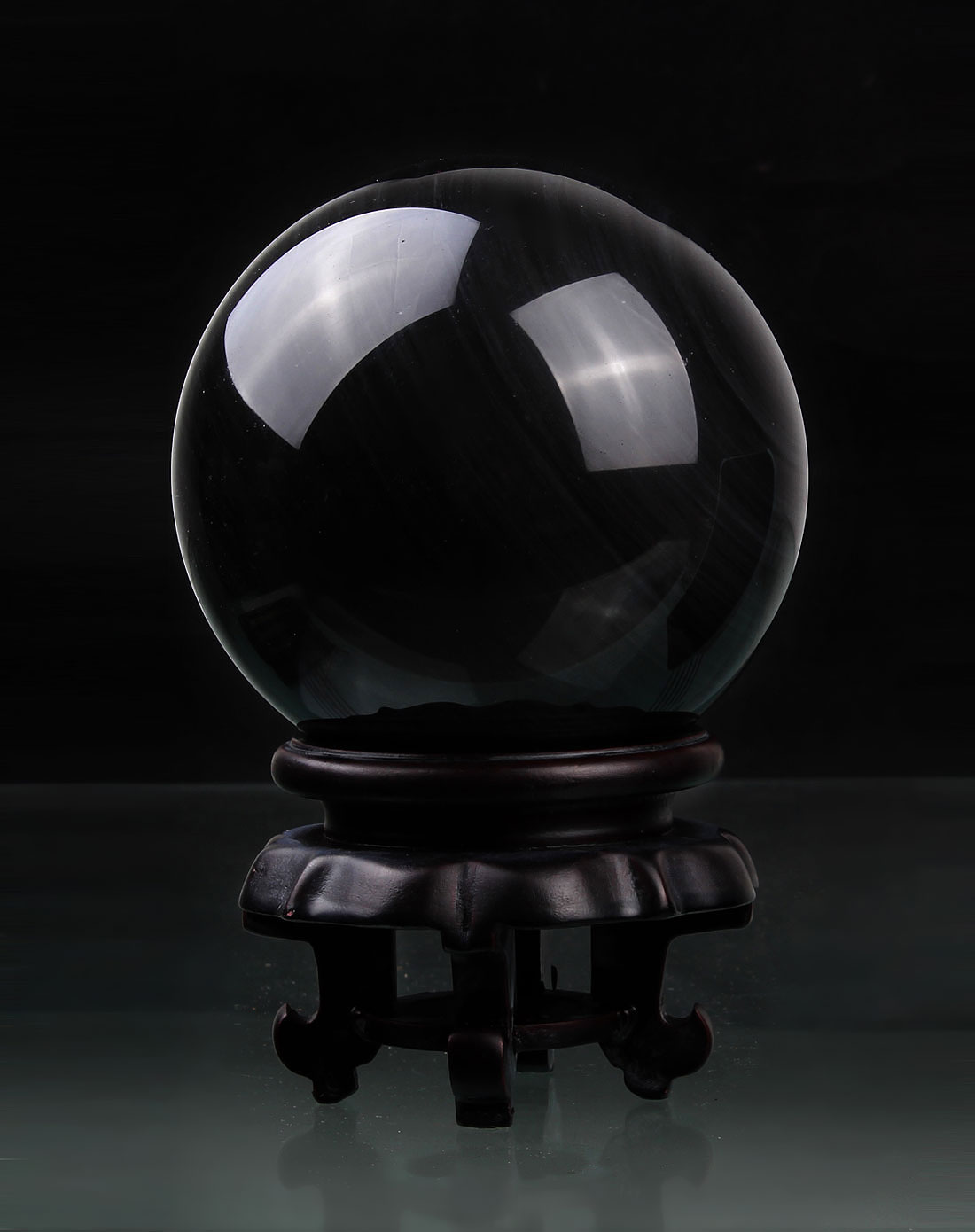 天然黑曜石辟邪水晶球9cm