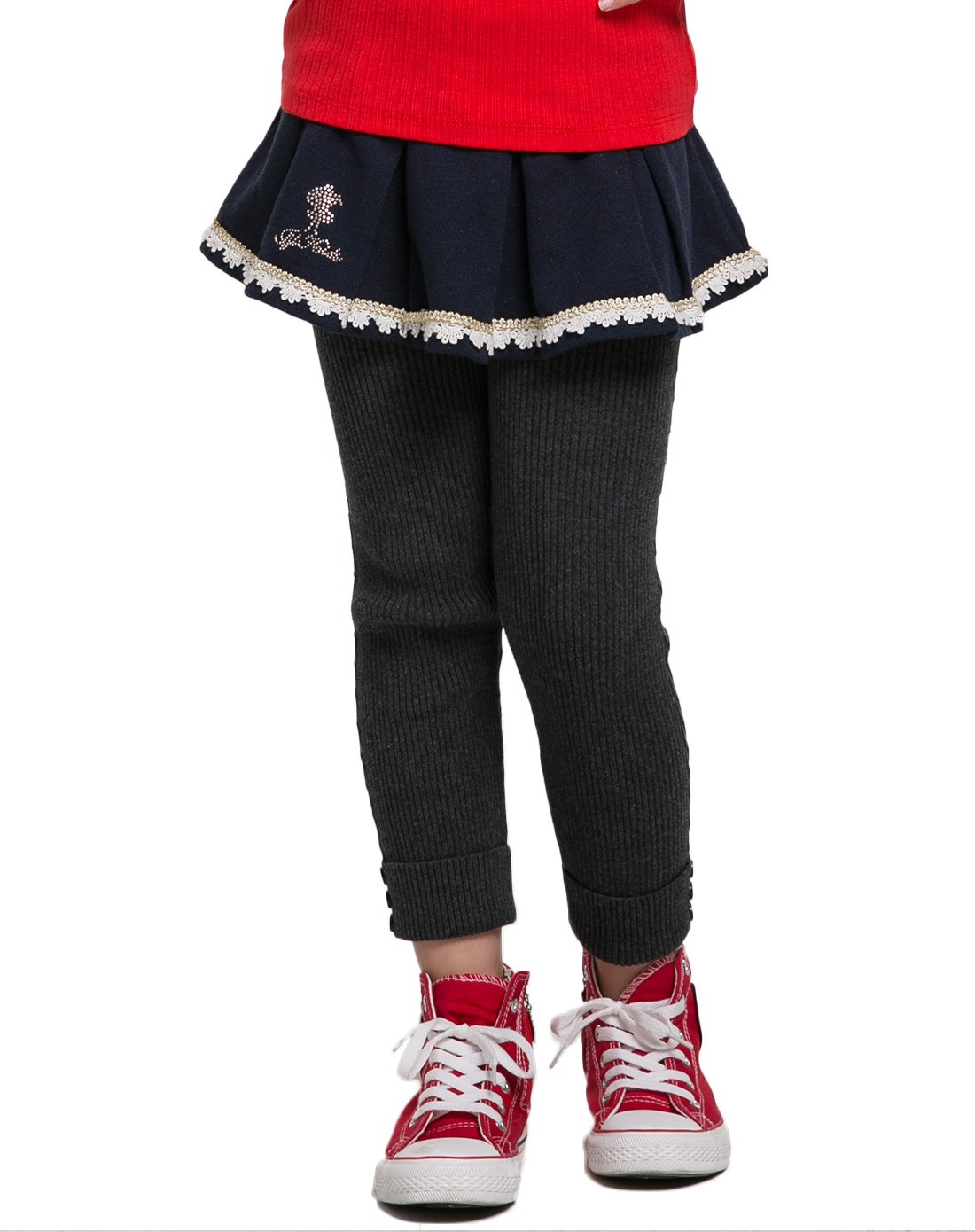 女童深灰色健美裤