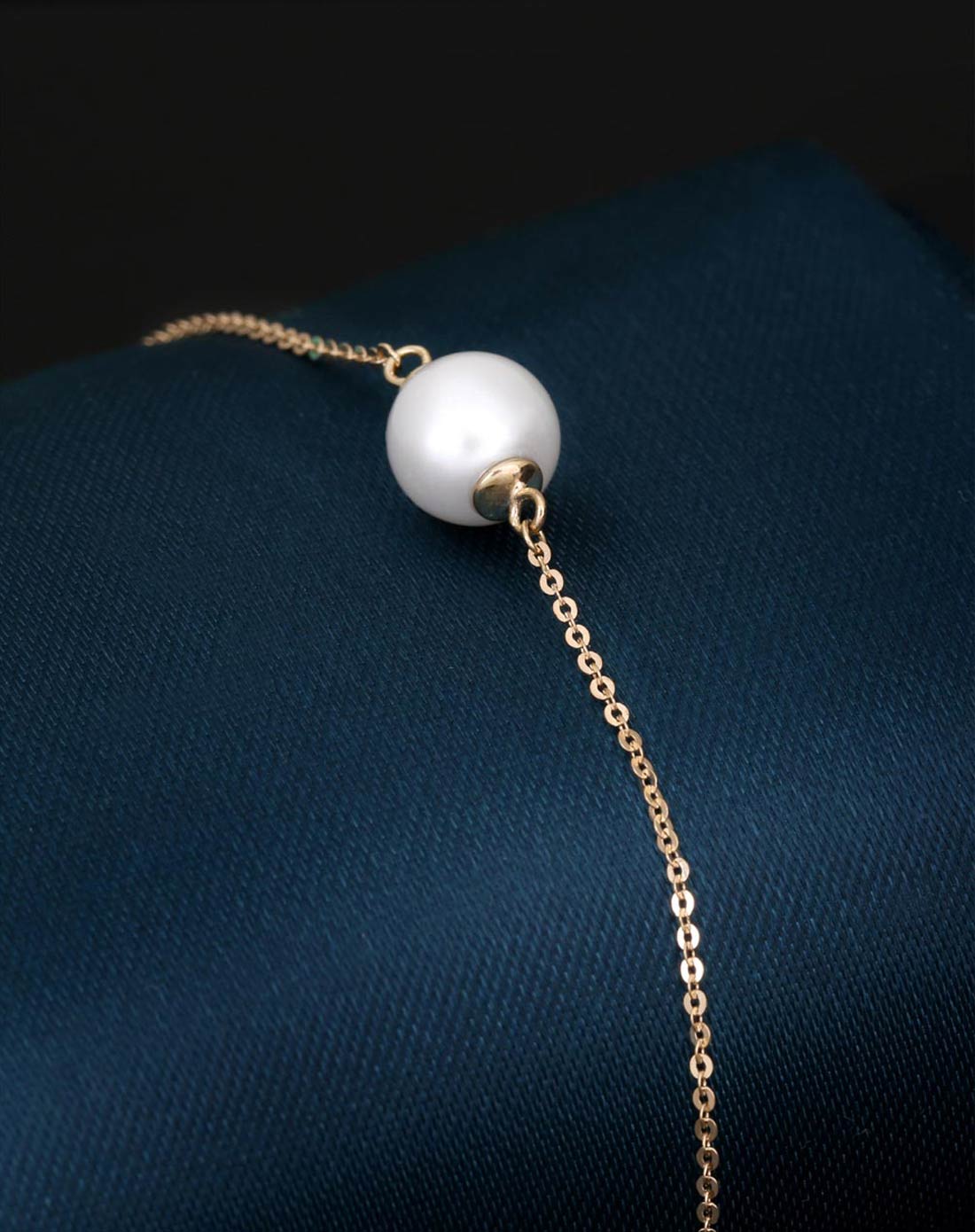 14k纯黄金镶嵌珍珠气质手链