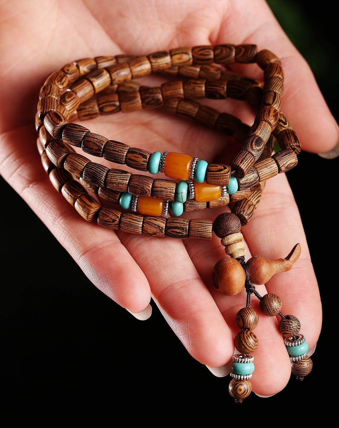 108颗 鸡翅木桶珠手链6mm