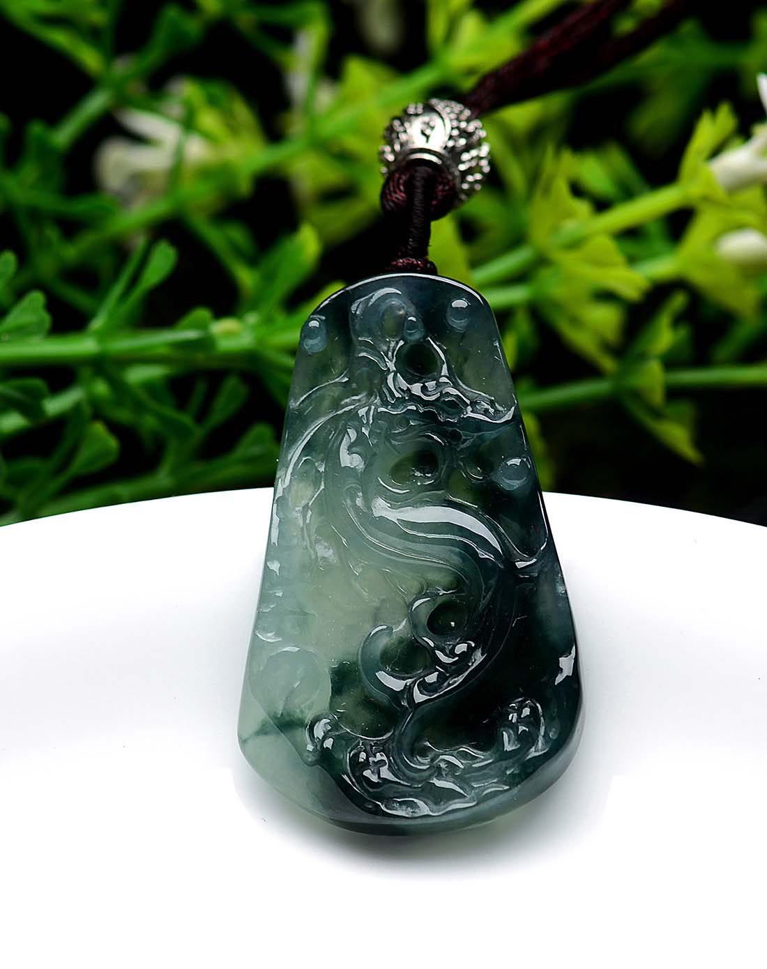 a货翡翠冰种飘蓝花真命天子吊坠