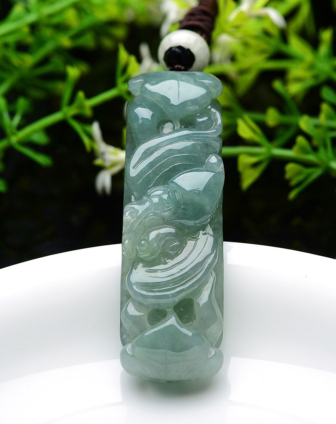 a货翡翠油青种满色福寿如意吊坠