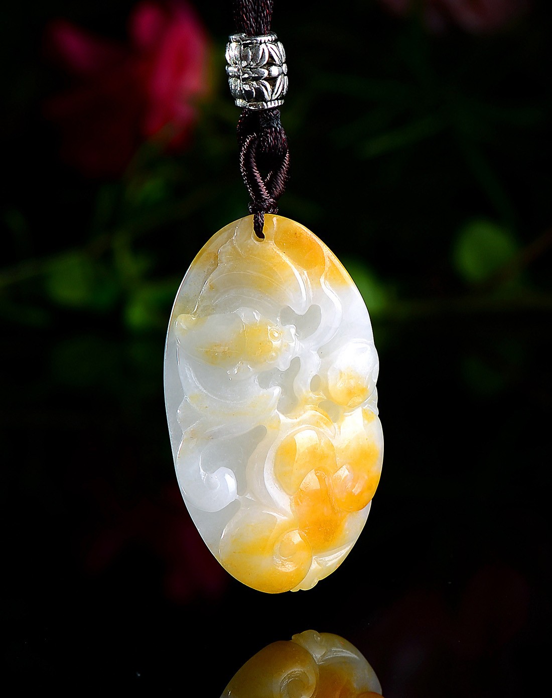 金万年kimani珠宝专场-a货翡翠糯种飘黄福寿如意吊坠