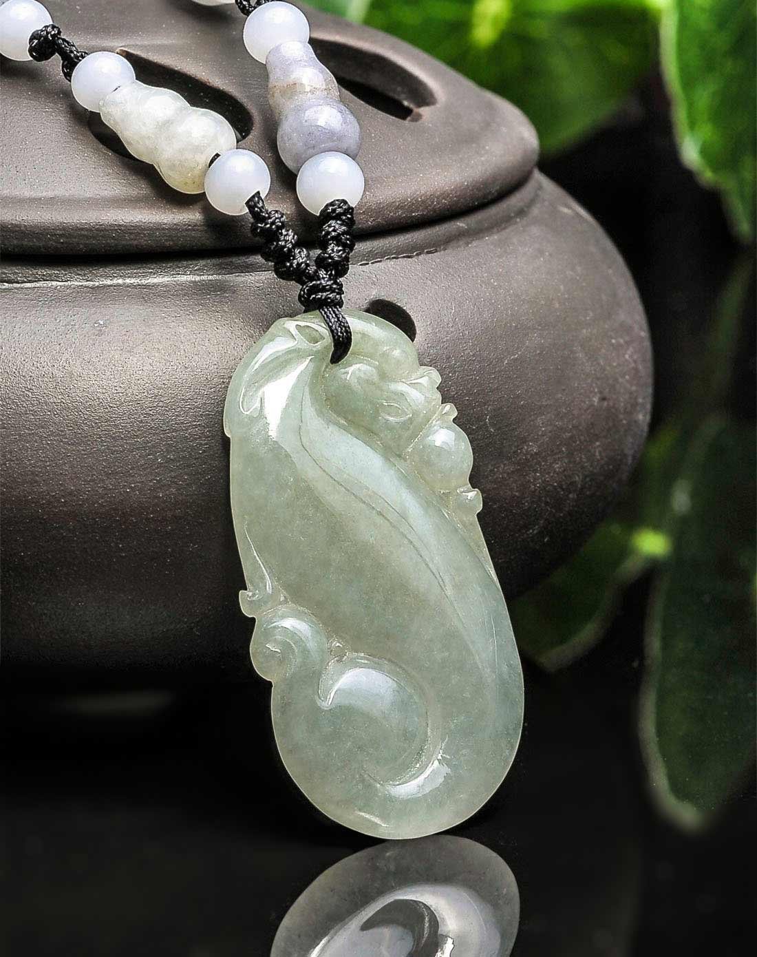 冰糯种油青小龙牌 天然a货翡翠挂件(附国检证书)