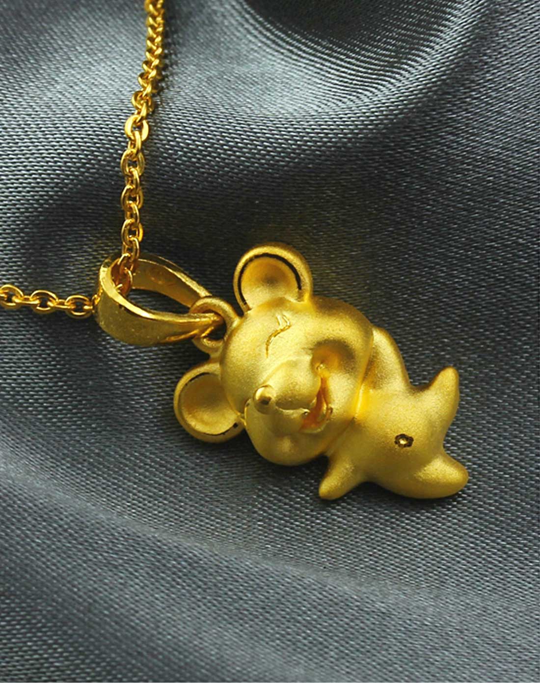 鼠宝宝 3d硬金千足金十二生肖吊坠(送红绳)