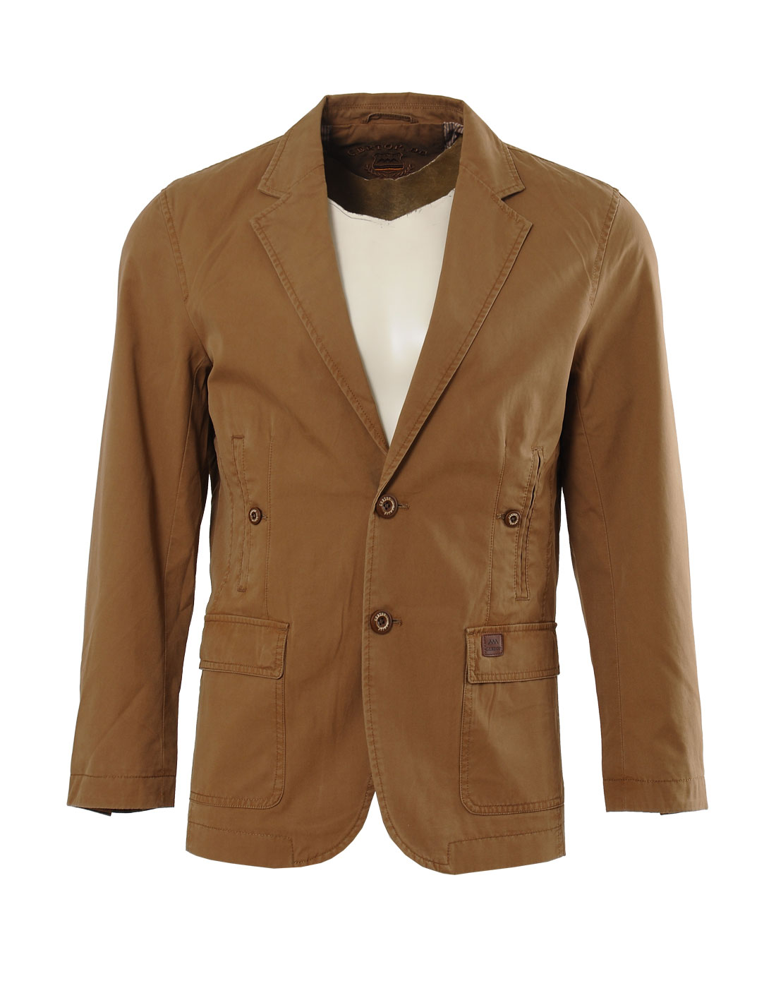德意志山峰男款棕色水洗简约休闲西服f31120040102_唯品会
