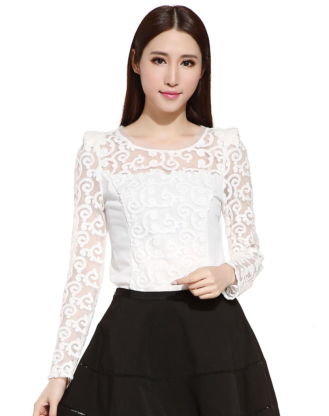 白色都市丽人长袖上衣