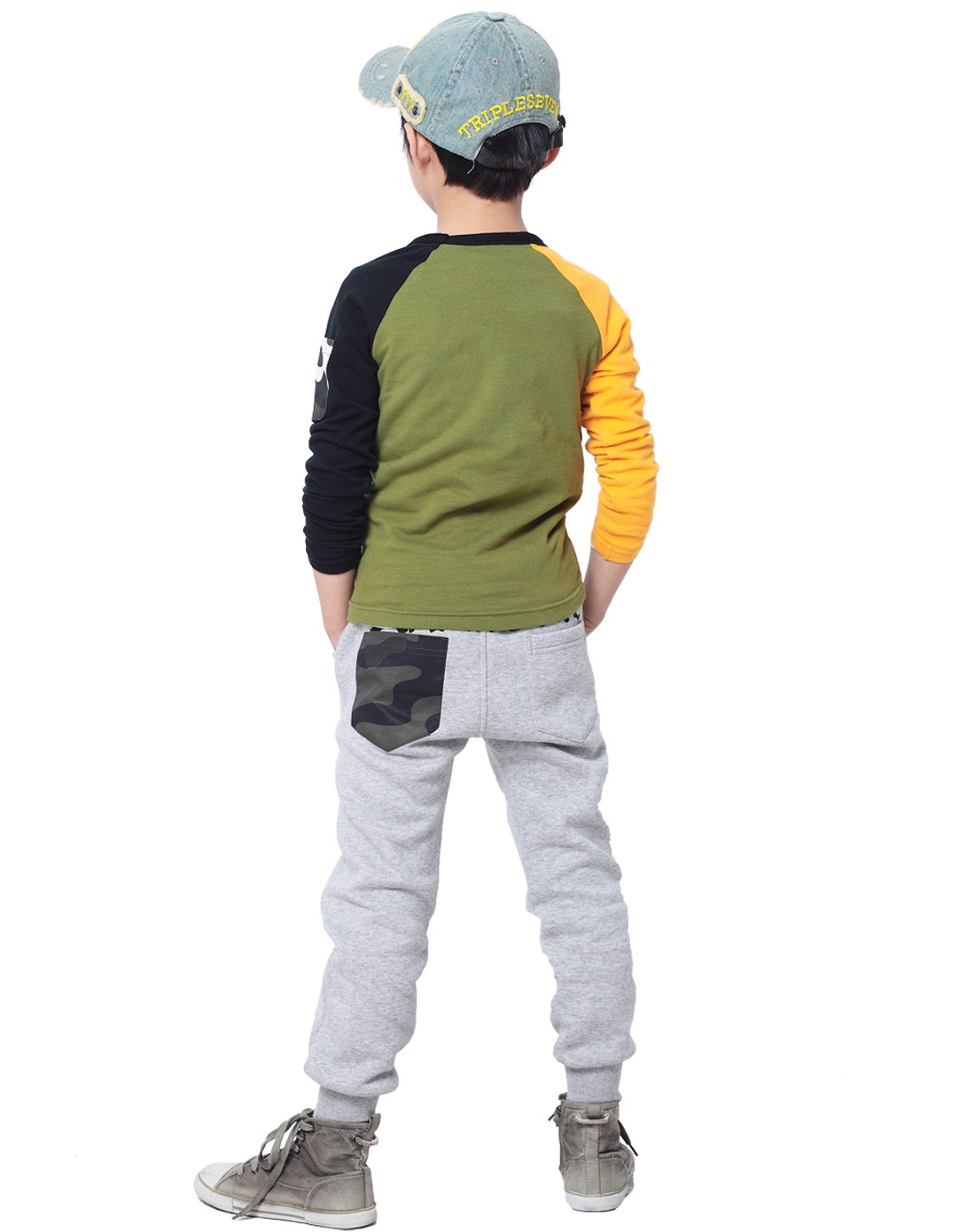 小虎宝儿hooboboy男童专场男童浅军绿长袖t恤tc0377a_唯品会