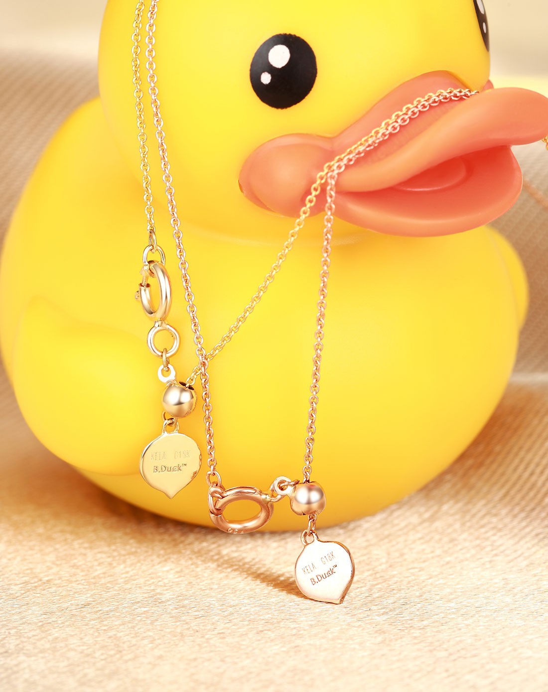 18k玫瑰金 b-duck系列伸缩项链