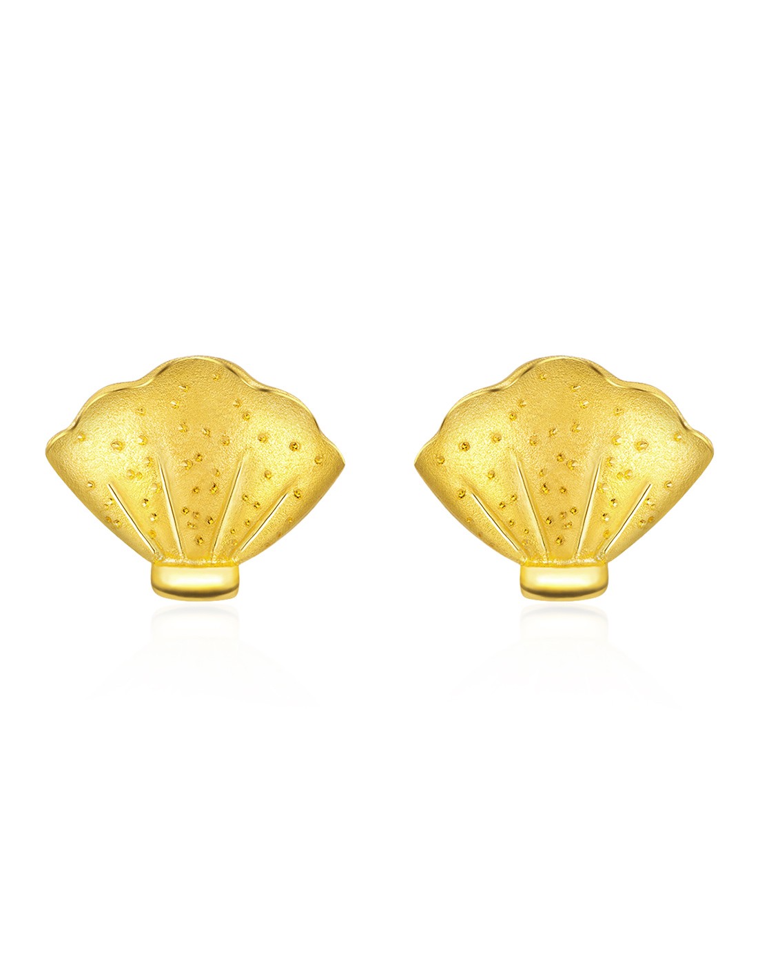 足金海之记忆贝壳黄金耳饰(计价)2.52克