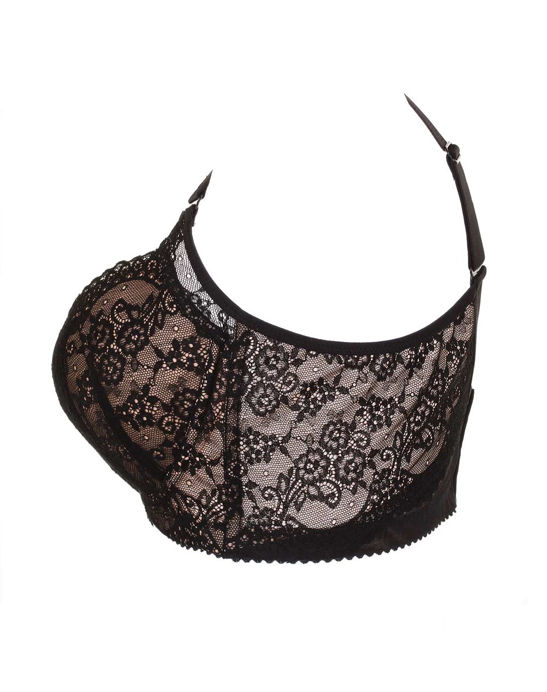 婷美内衣移动端专场黑色薄杯刺绣聚拢性感文胸tw1103h00_唯品会