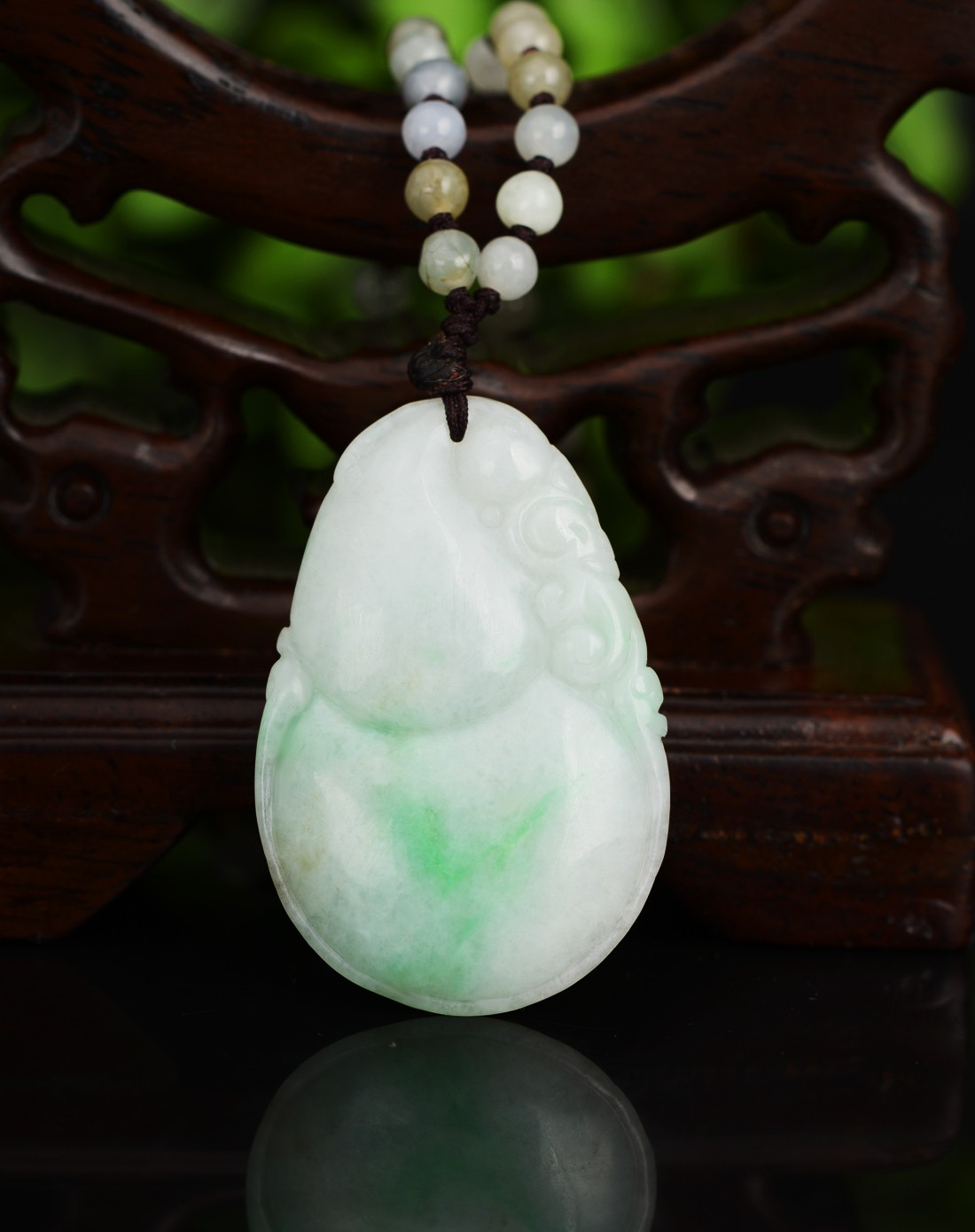 天然a货翡翠冰种福禄吊坠(国家权威证书)