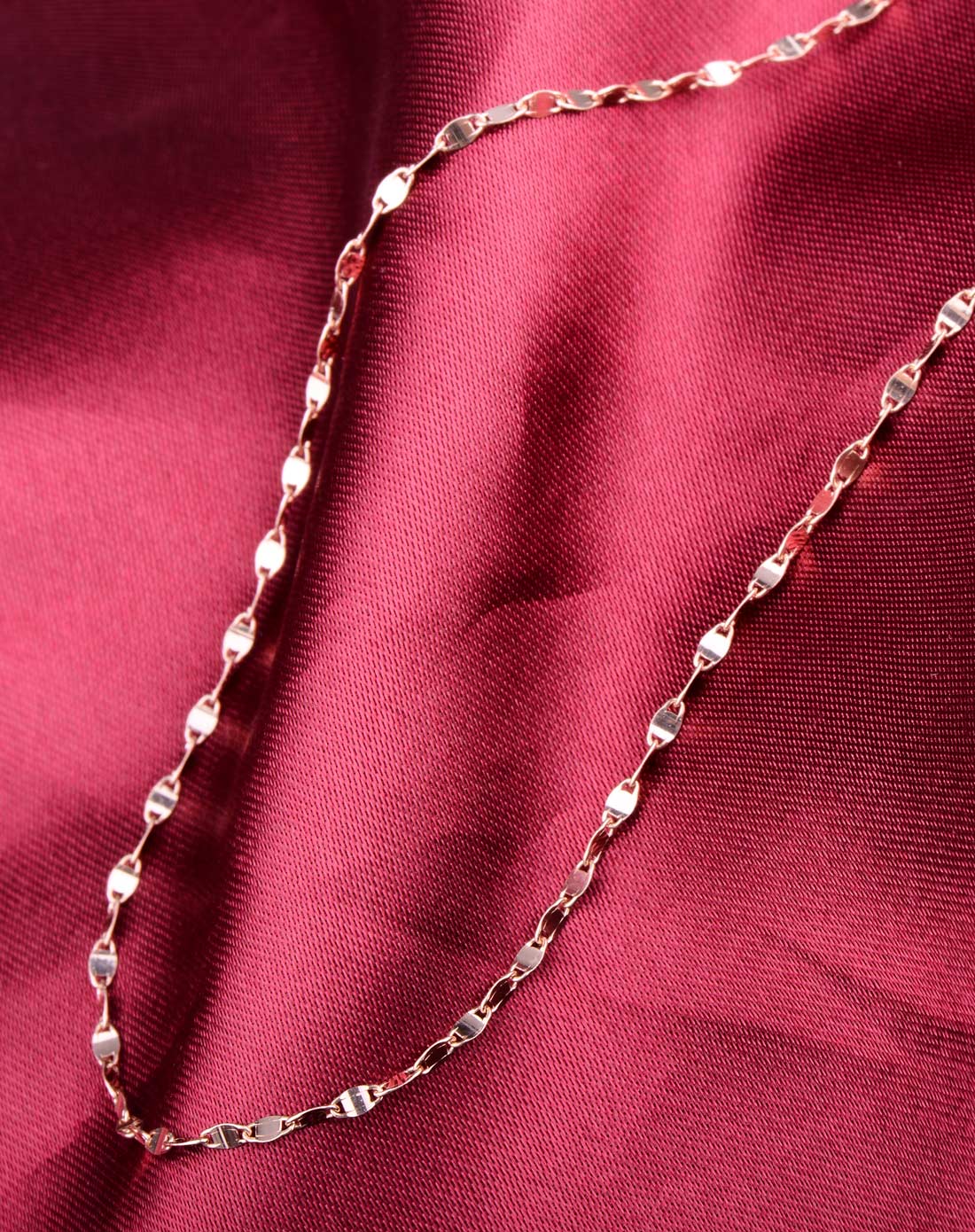 彩18k金玫瑰金项链瓦片链(1.05克)