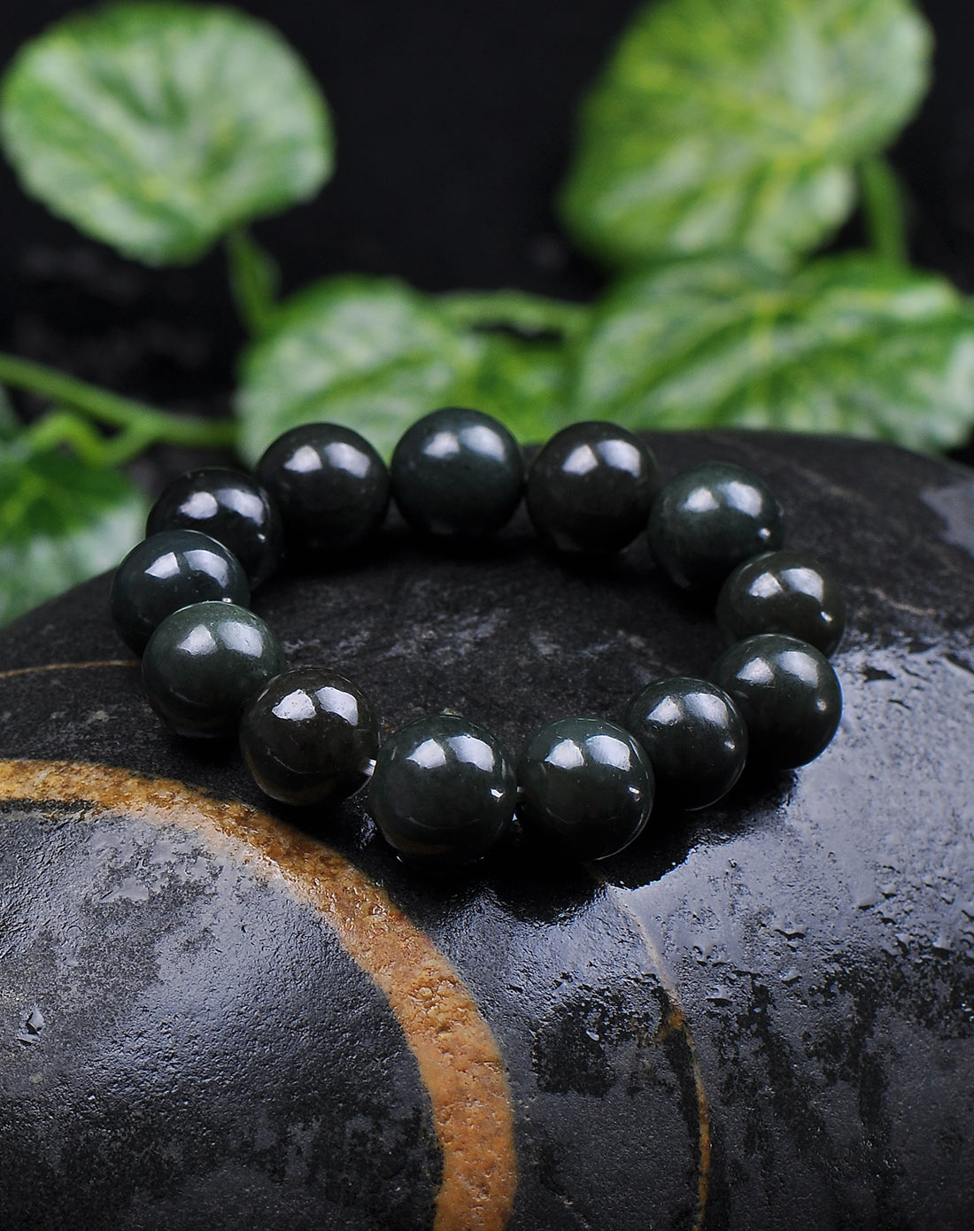 御灵珠宝cnyu翡翠专场-青玉圆珠手链趋吉避害14mm