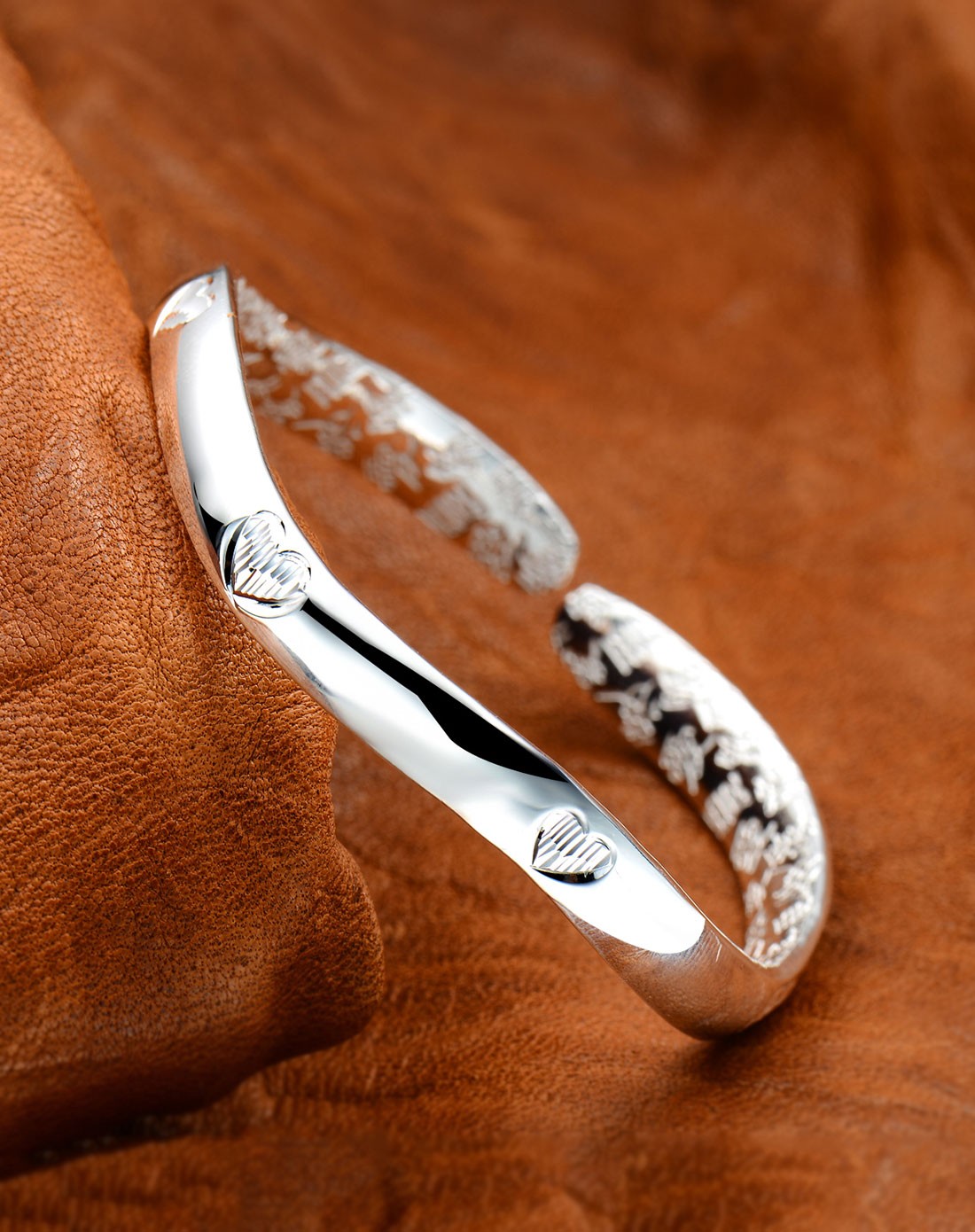 【唯品女人节专供】s999千足银手镯飘渺量心27g 配证书