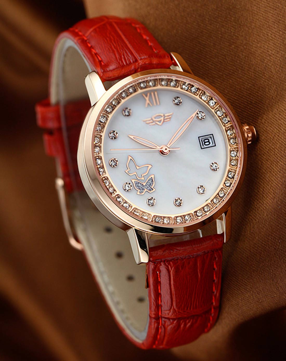 天使之翼防水水钻石英女表