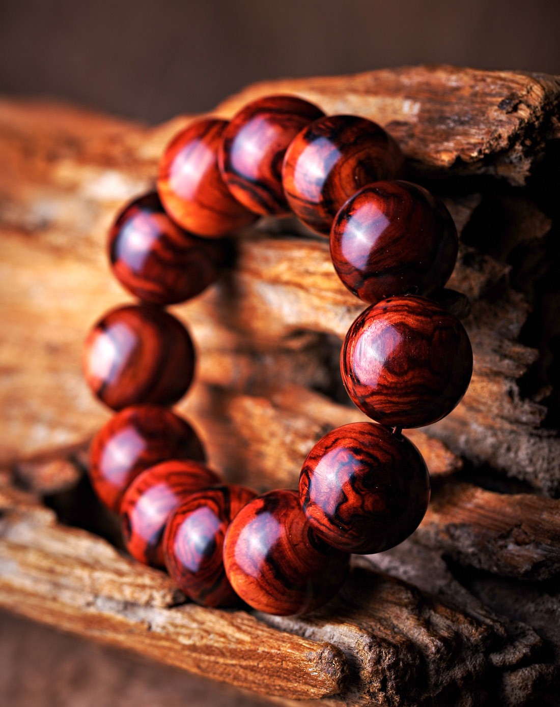 野生鬼眼x纹极品20mm黄花梨手串#12