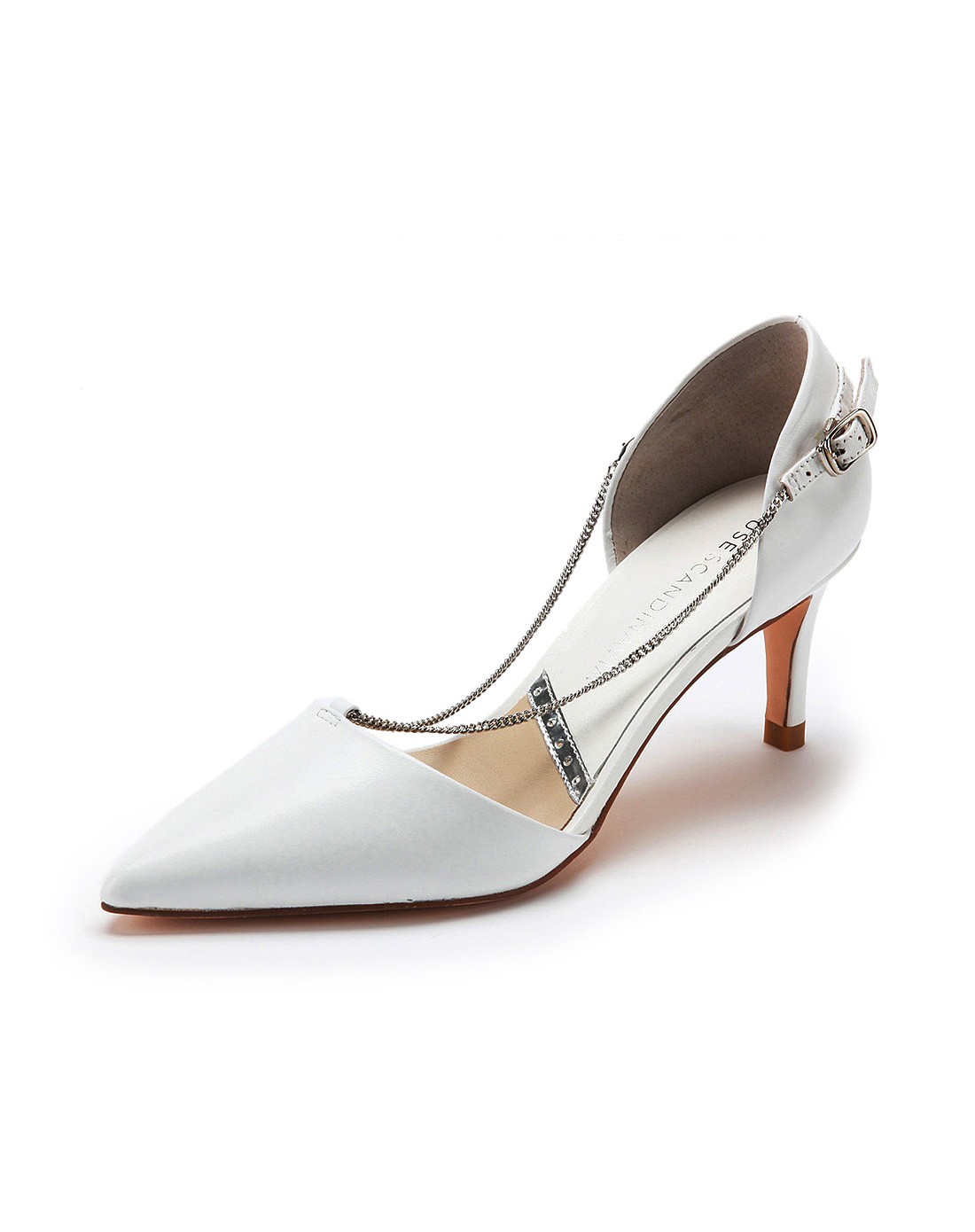 迪芙斯dfuse 白色羊皮革中后空单鞋