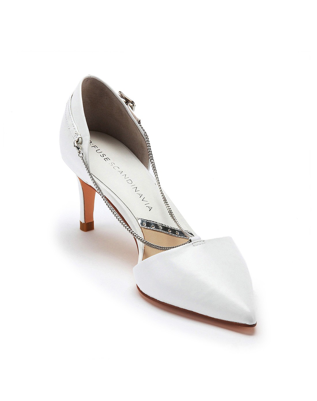 迪芙斯dfuse 白色羊皮革中后空单鞋