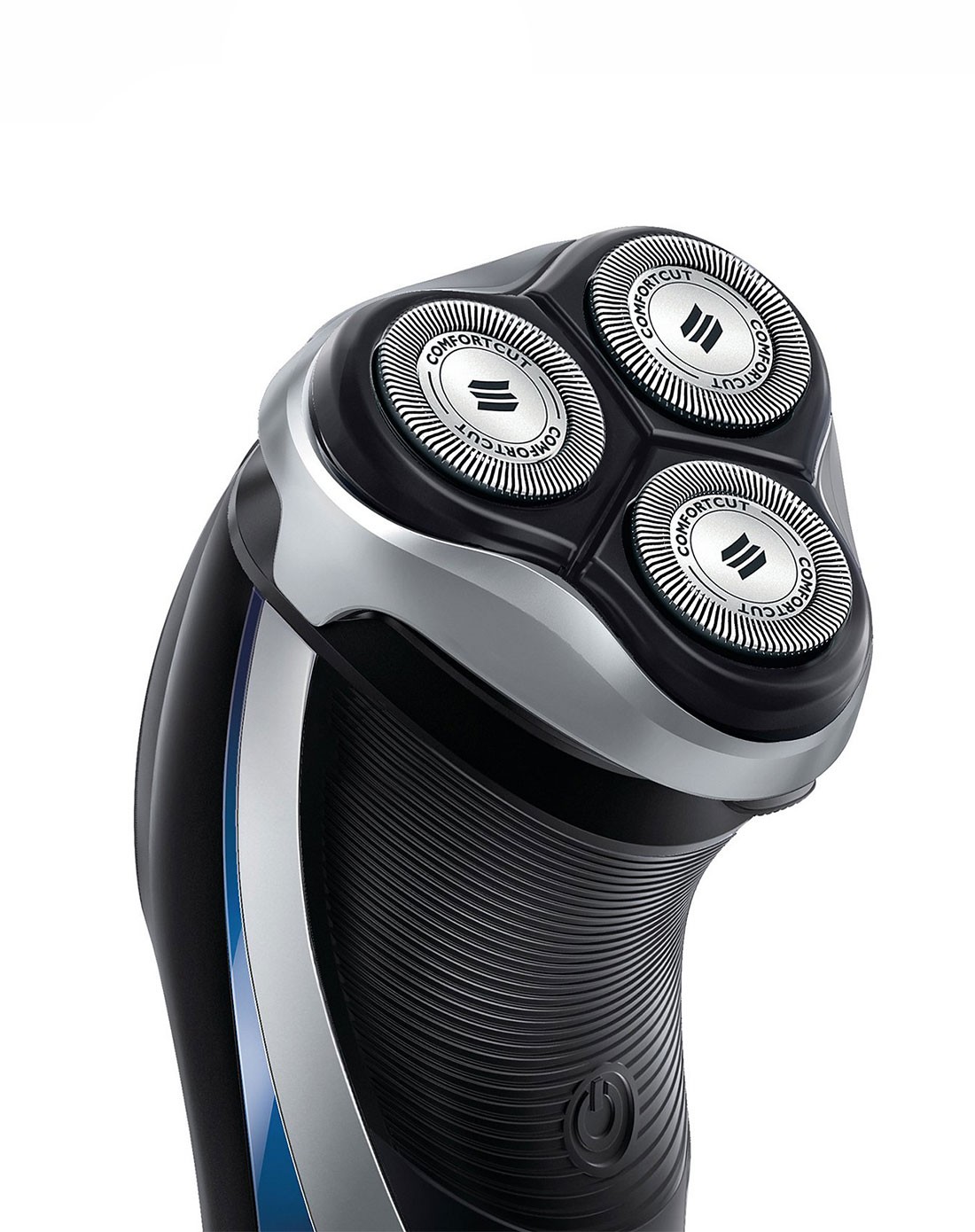 > 蓝色旋转式三刀头剃须刀