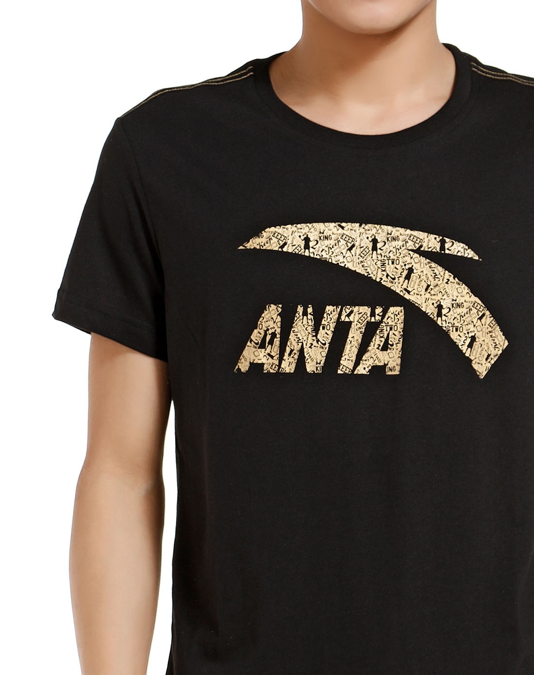 安踏anta新季运动潮流服装专场-男款黑色短袖t恤训练系列