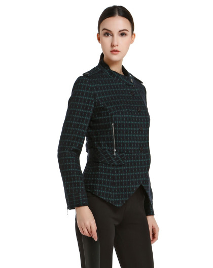 欧蒂芙oudifu深绿/藏青色修身优雅长袖外套gfc181g12_唯品会