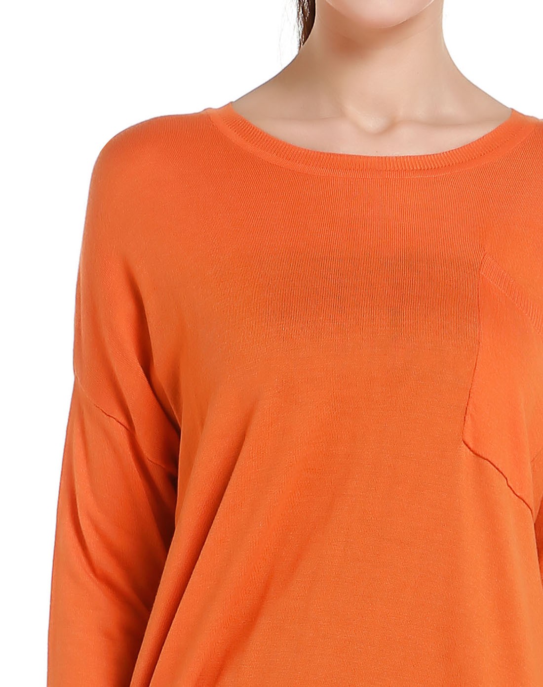 暖橘色简约淑女针织衫