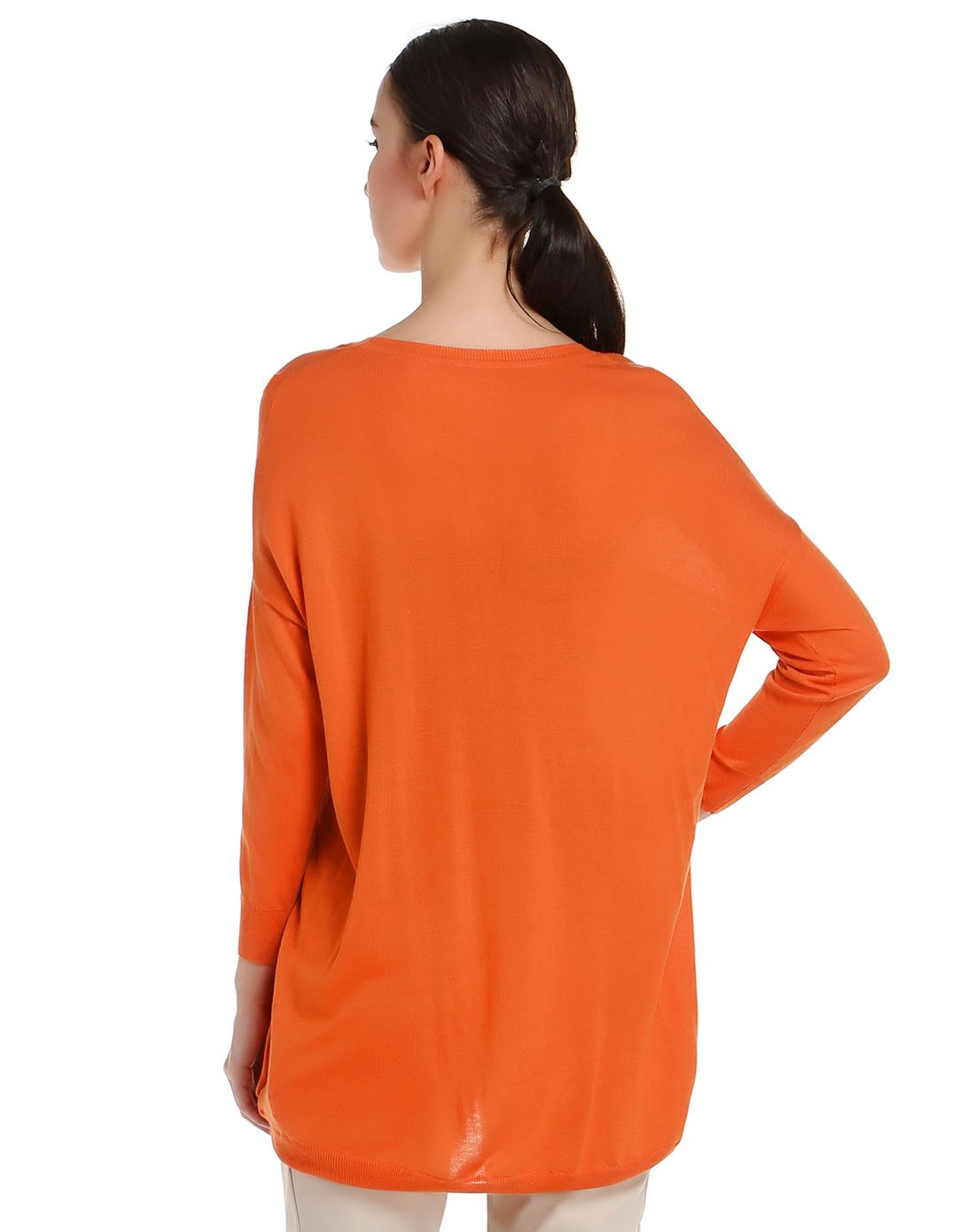 暖橘色简约淑女针织衫