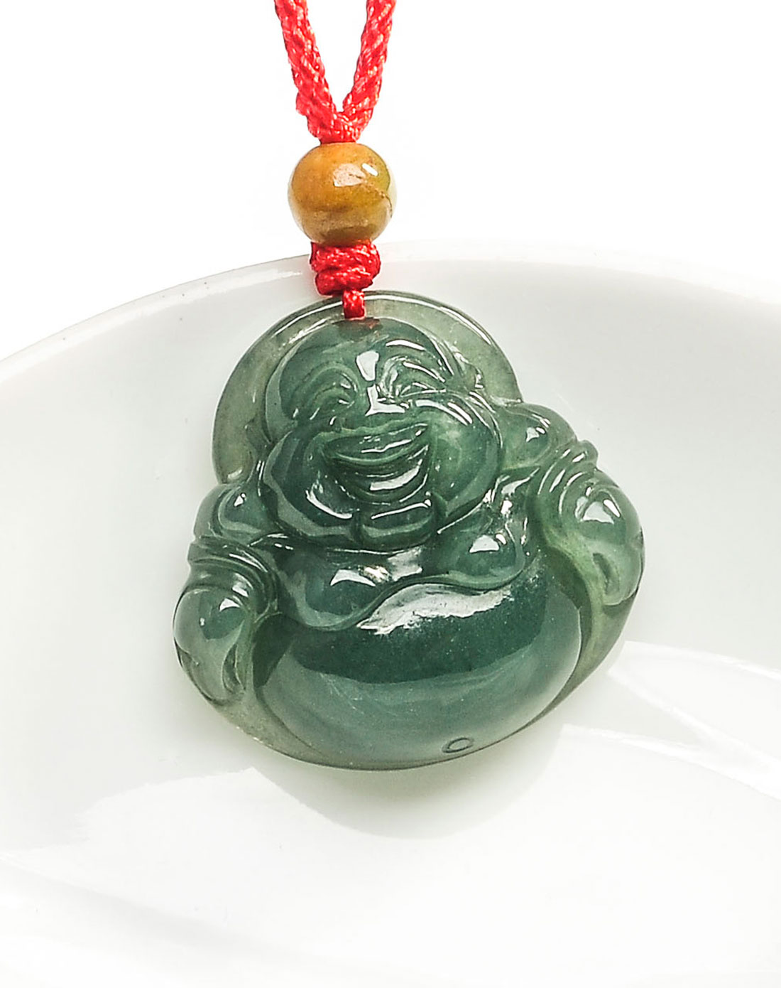 冰糯油青满色小佛公 天然翡翠a货挂件(附国检证书)