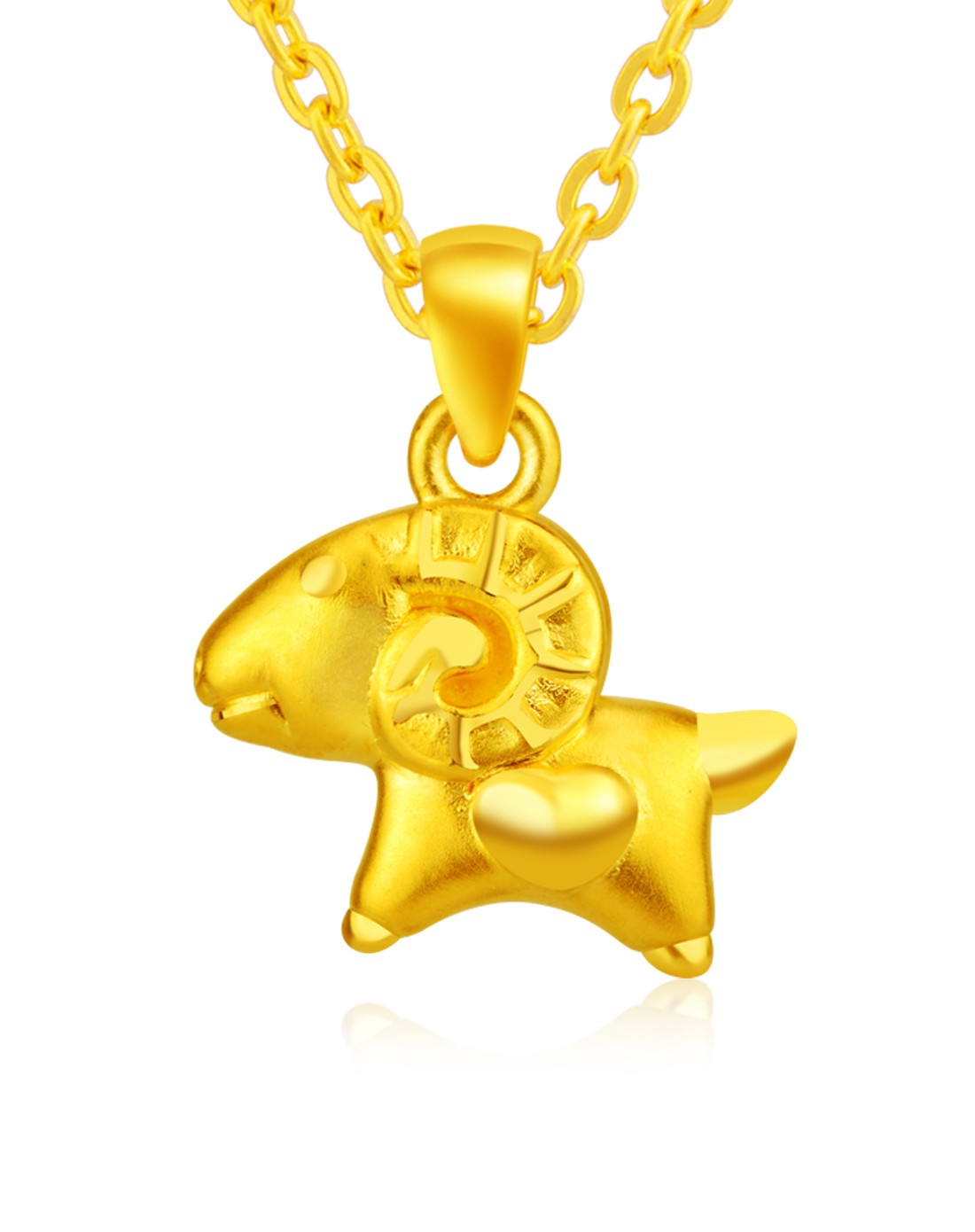 3d硬金千足金黄金吊坠生肖羊爱心羊(1.64克)