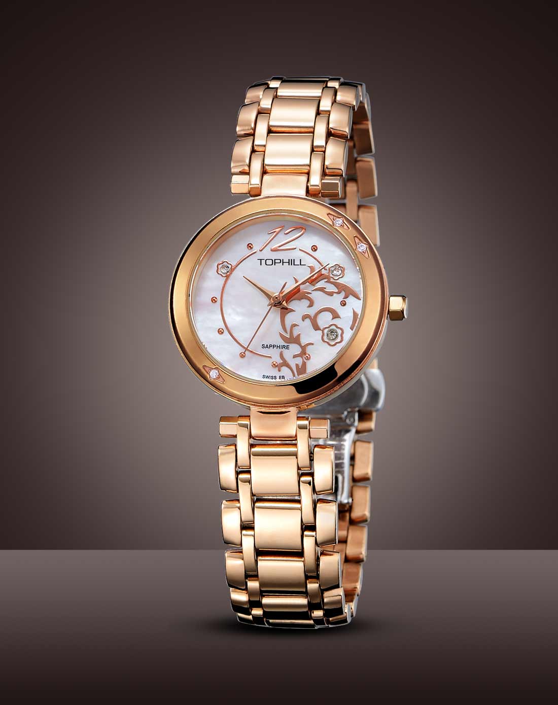 陀翡利迩tophill手表专场 珊瑚图案水中精灵镶石精致腕表