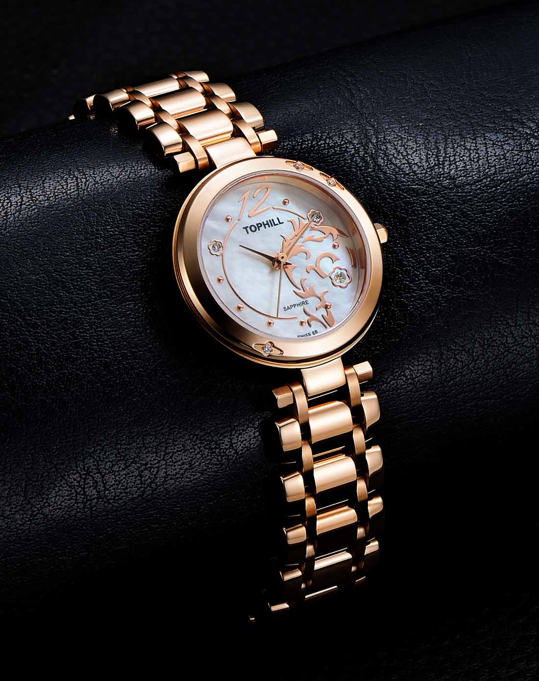 陀翡利迩tophill手表专场 珊瑚图案水中精灵镶石精致腕表
