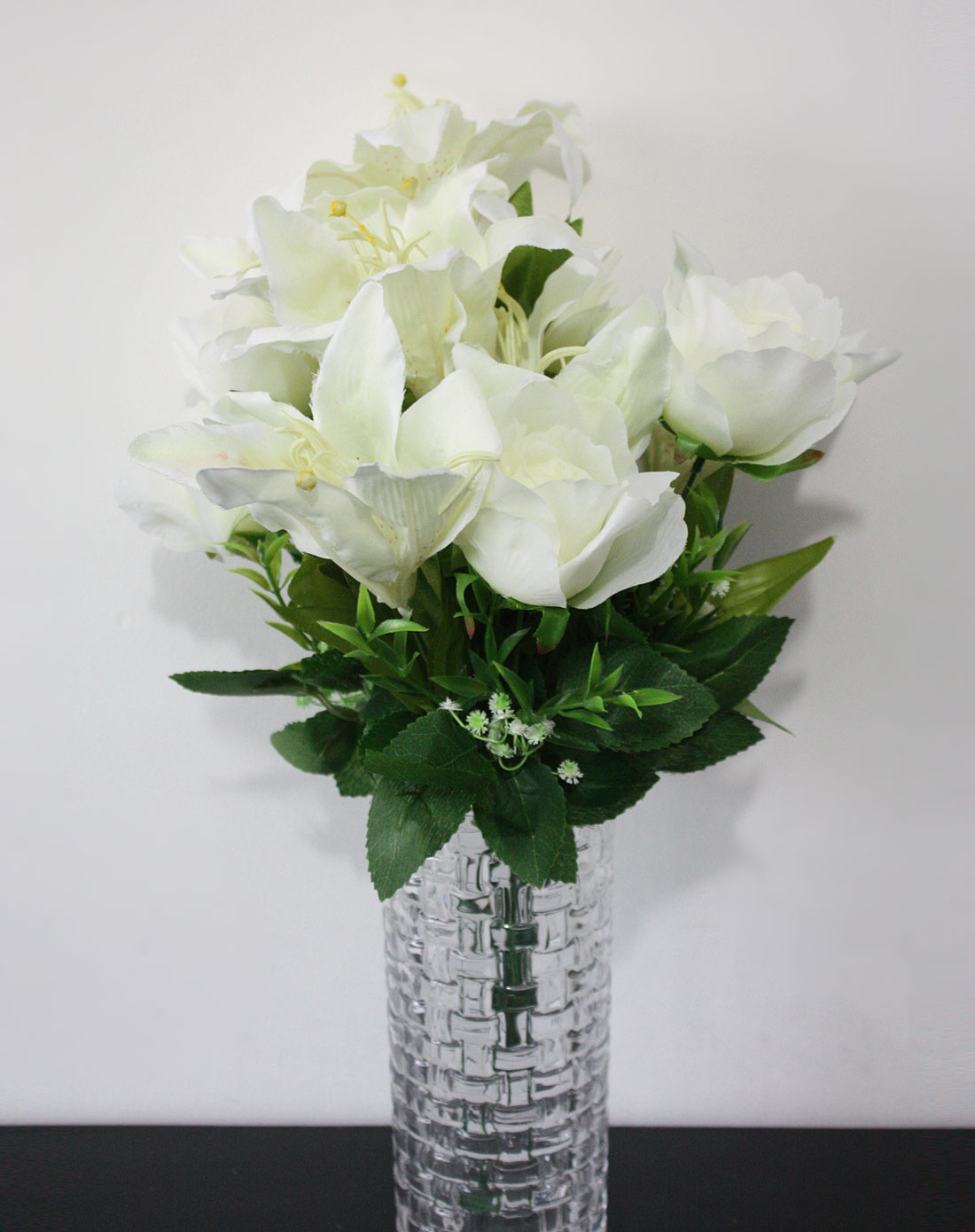 jm高仿插花12头百合玫瑰