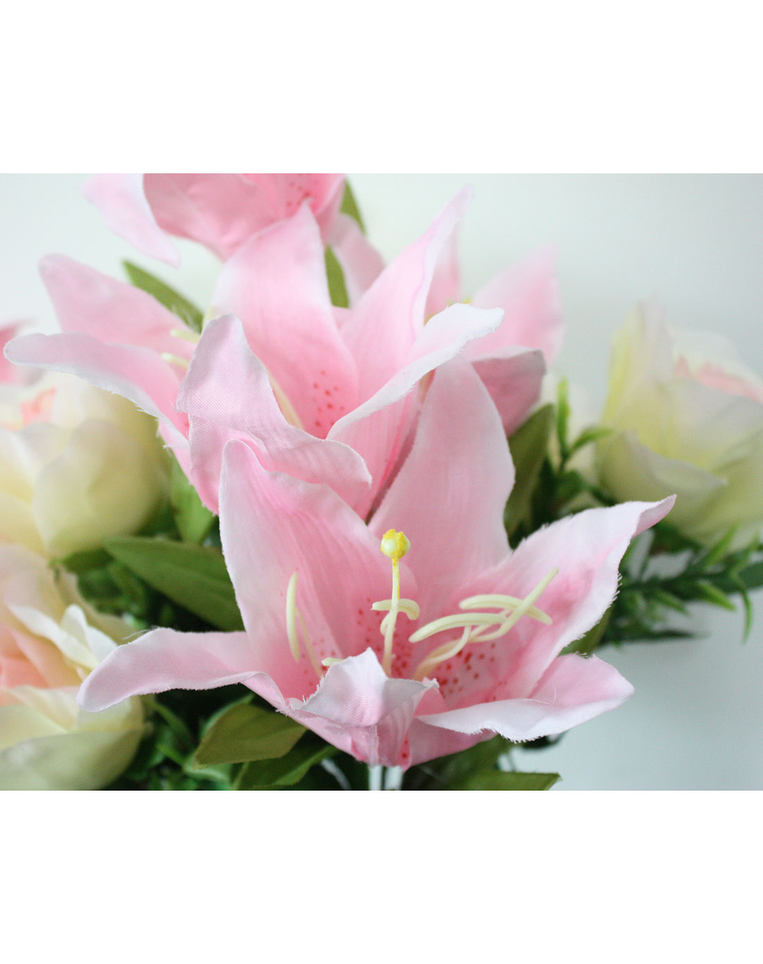 jm高仿插花12头百合玫瑰(粉色 淡黄色)