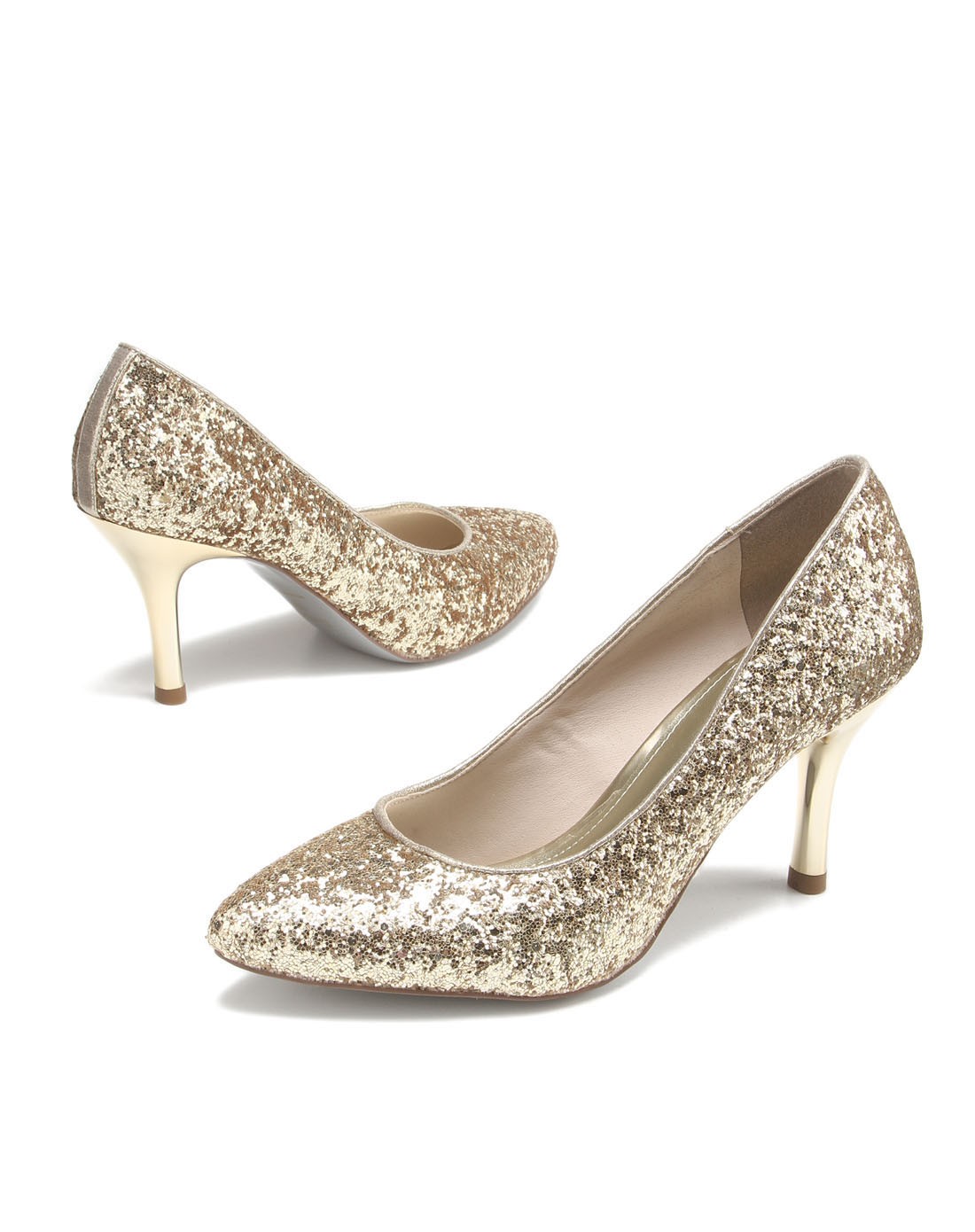 达芙妮金色女单鞋