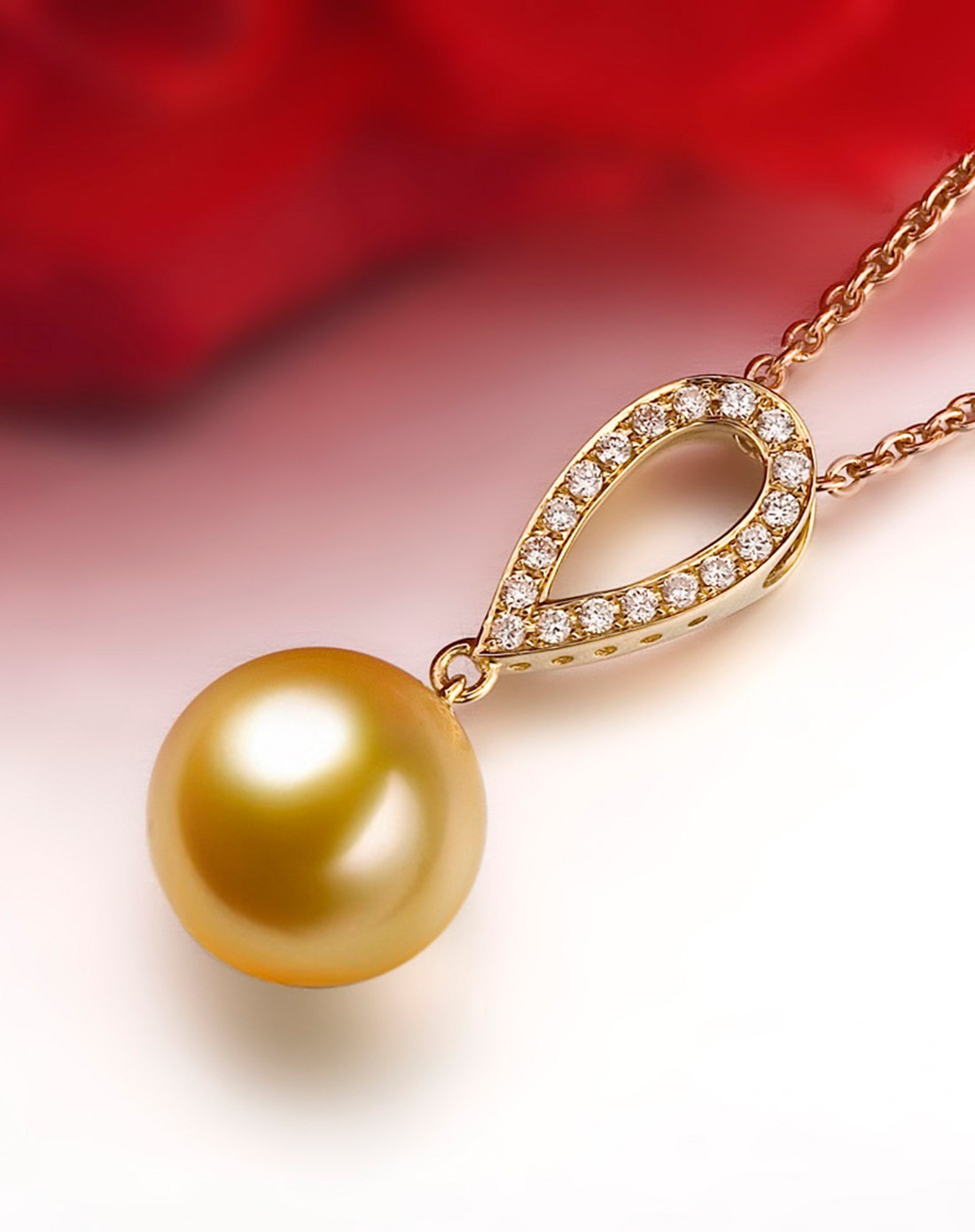 黄18k金金珍珠吊坠