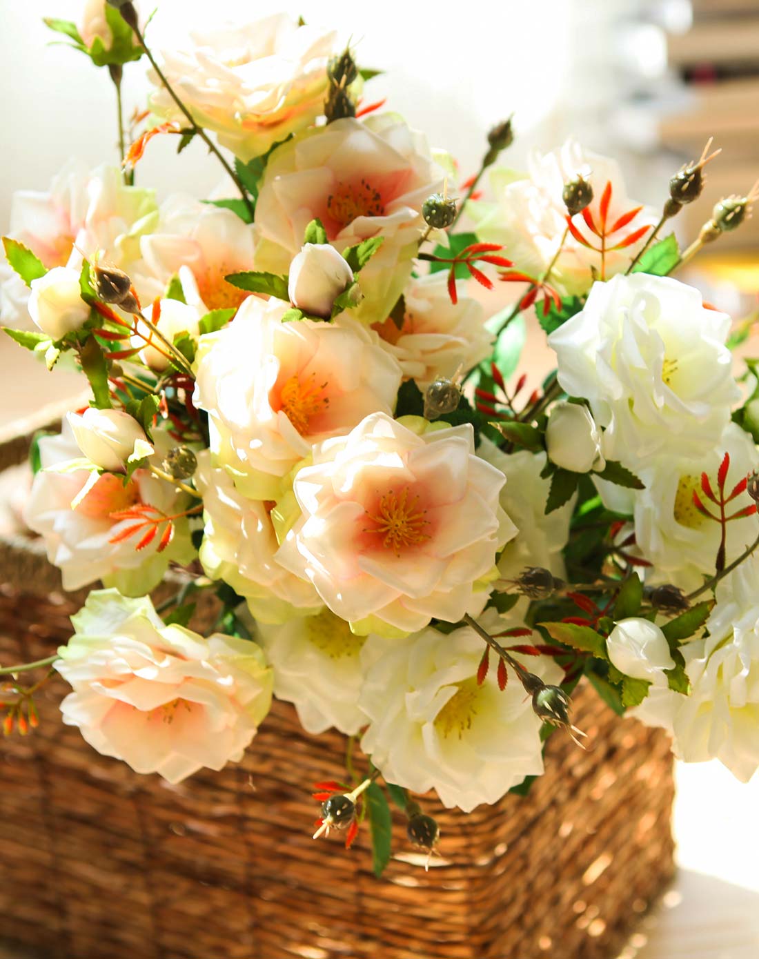 高仿真法国野蔷薇花艺