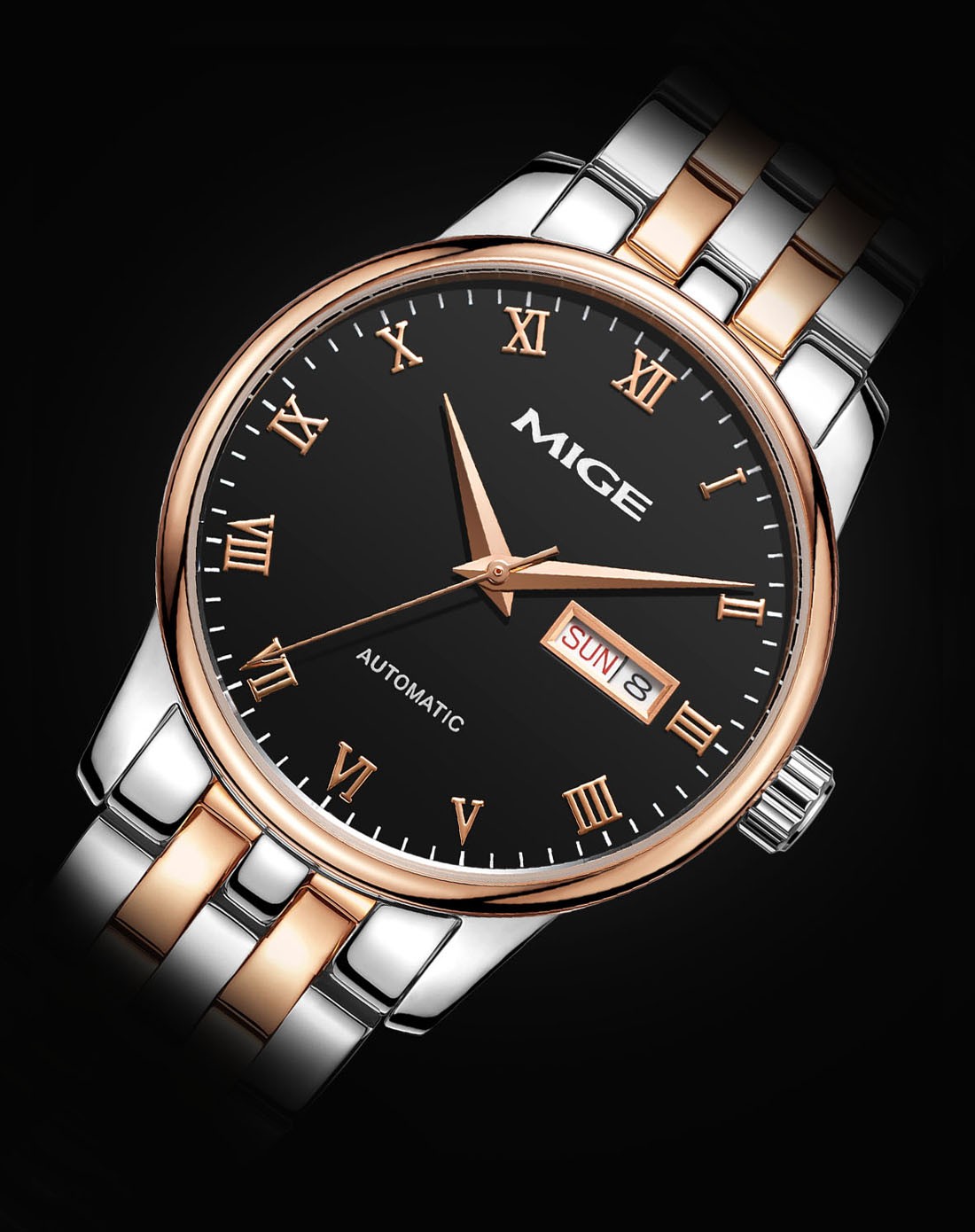 米格mige男款玫黑色经典休闲机械表sf1236gfb_唯品会